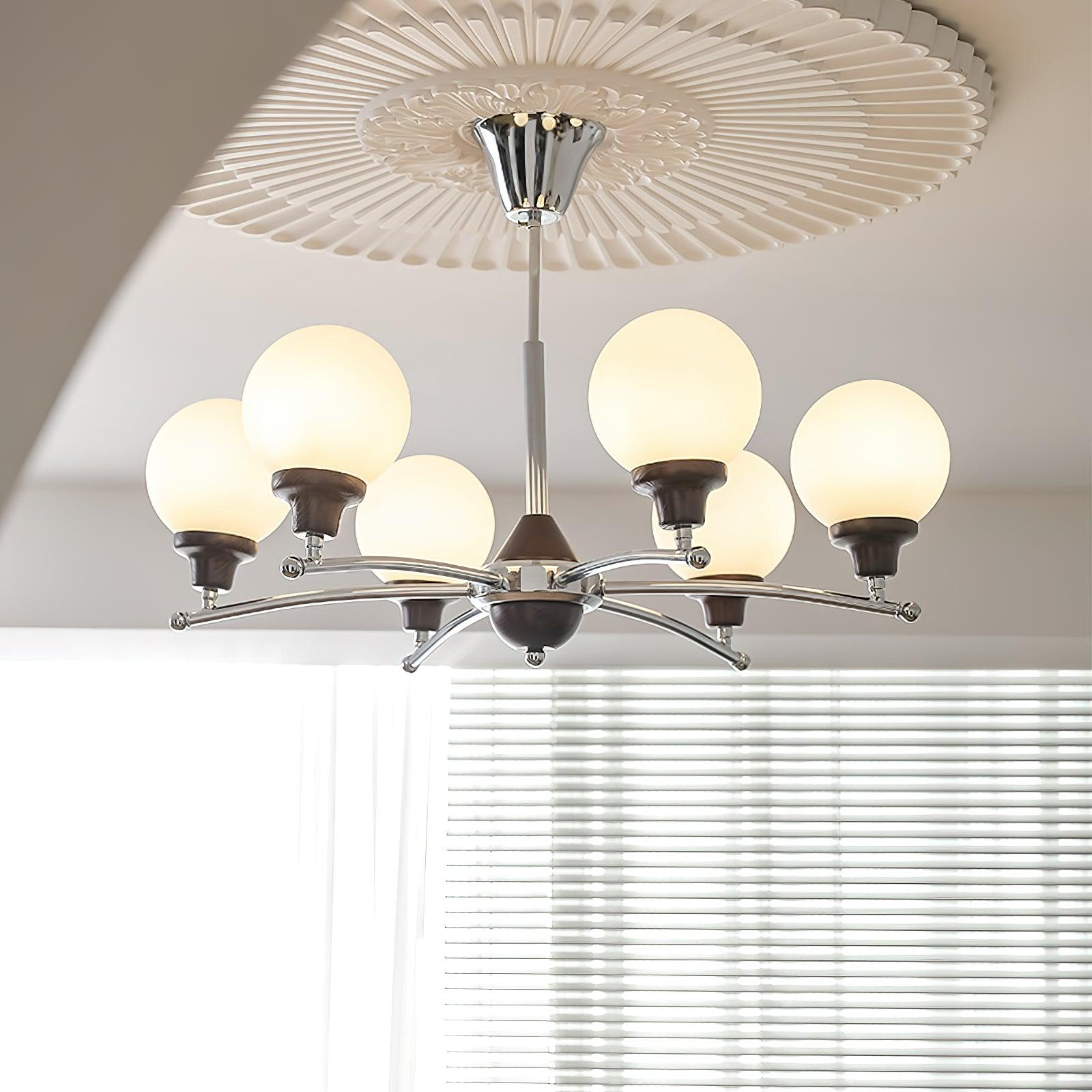 Lustra Kronleuchter Walnuss Glaskugeln-Letslighting