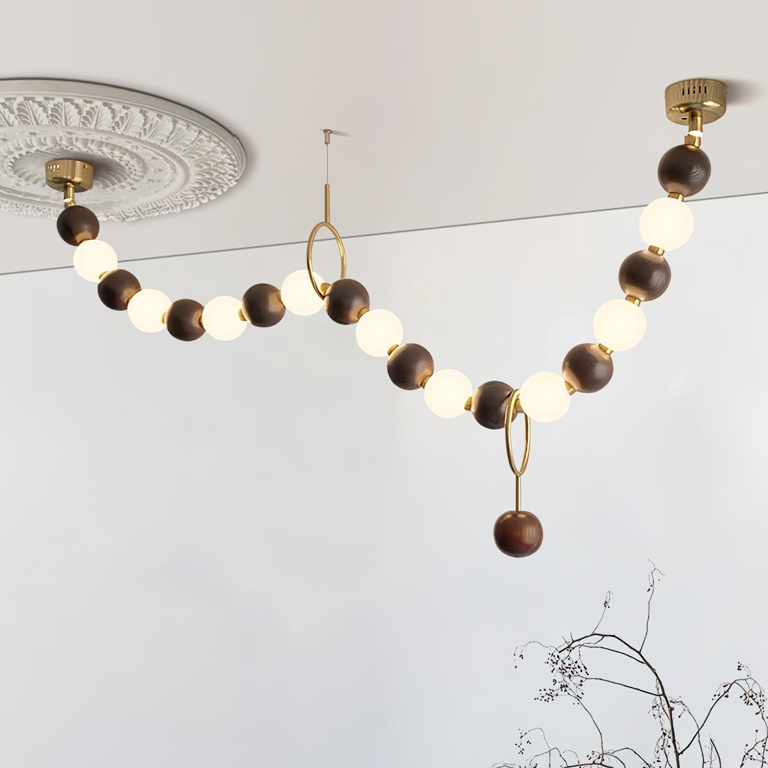 Aurora Kronleuchter-Nussbaumperlenkette-Letslighting