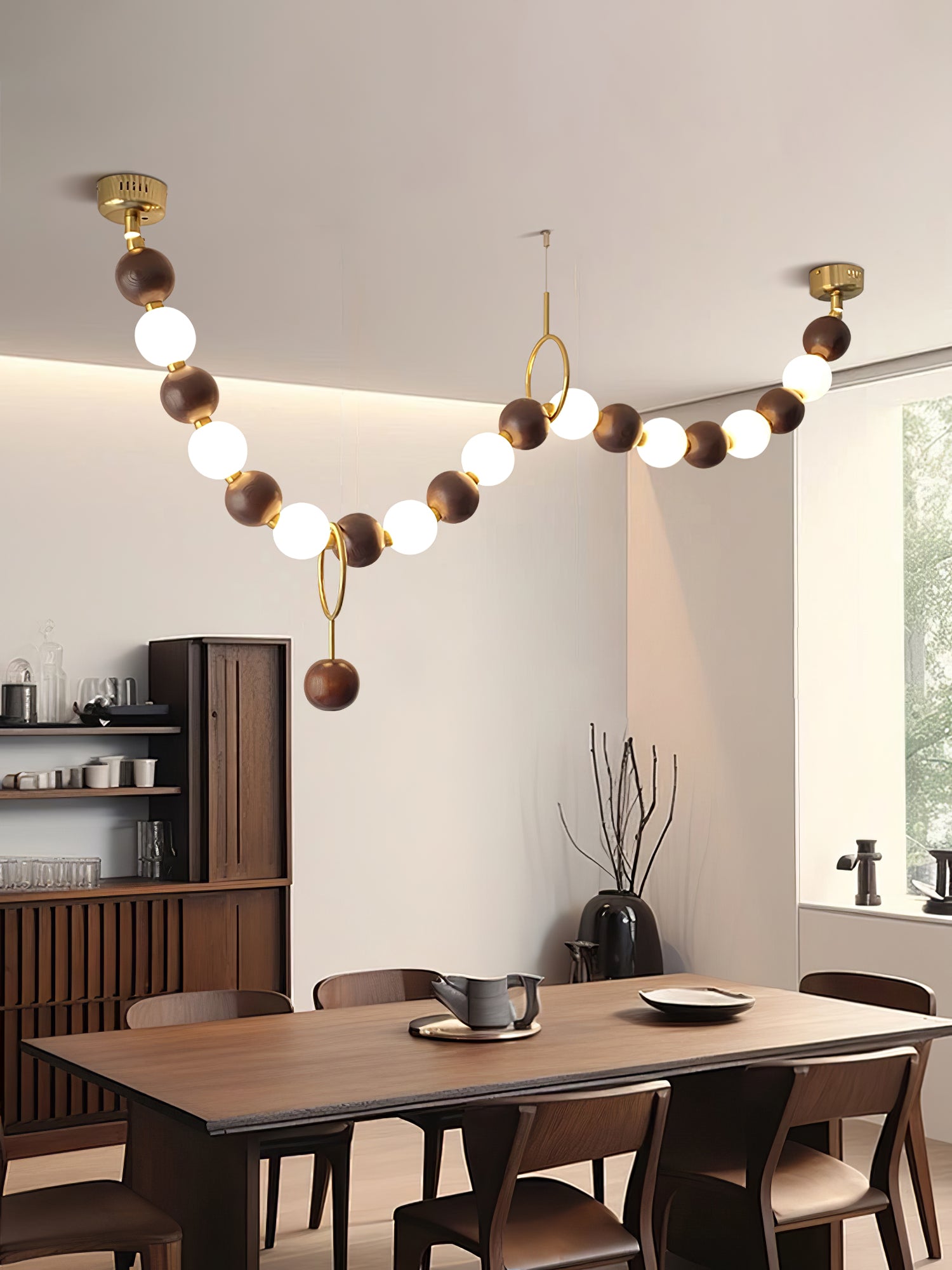Aurora Kronleuchter-Nussbaumperlenkette-Letslighting