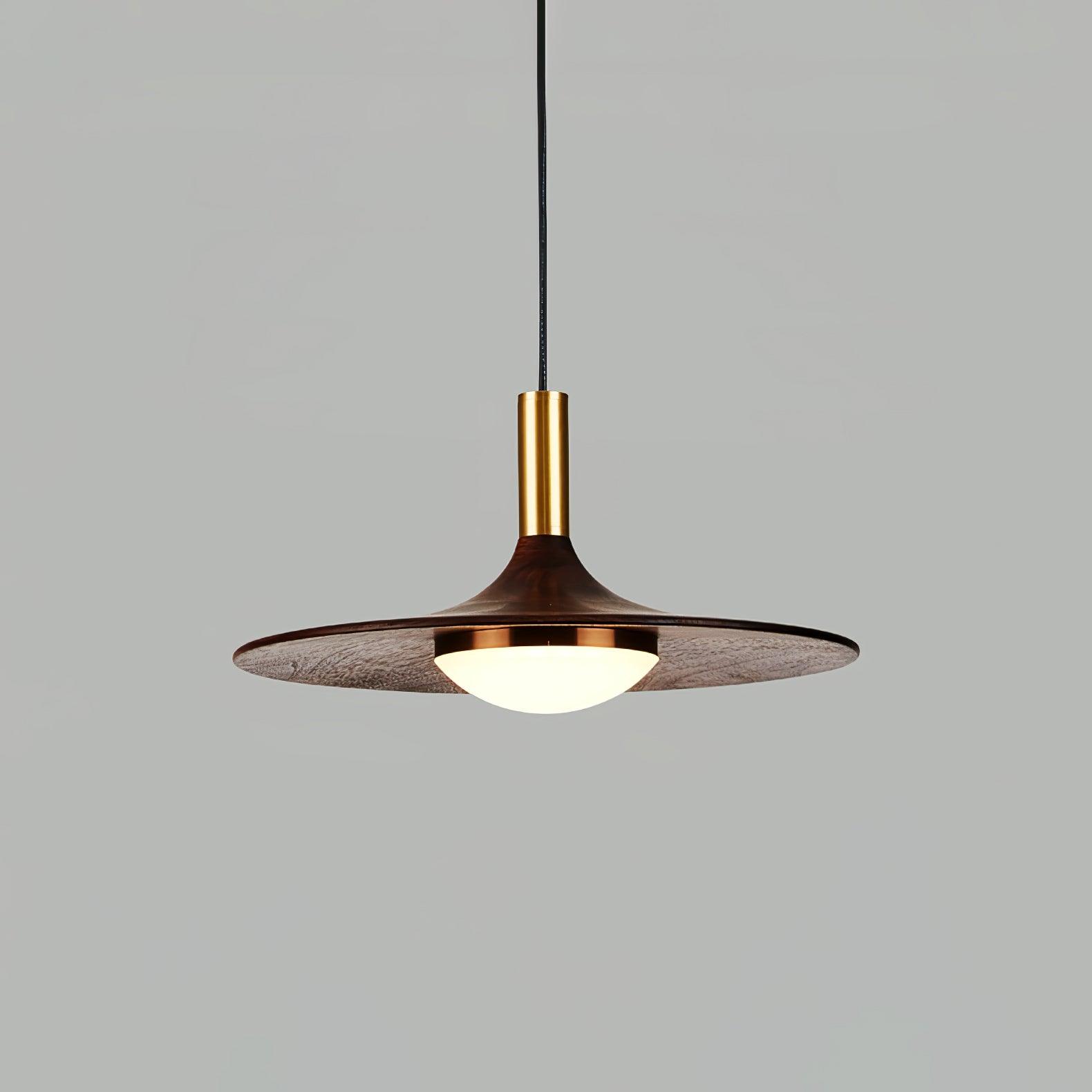 Walnut Wood Dish Pendant Light - Blowlighting