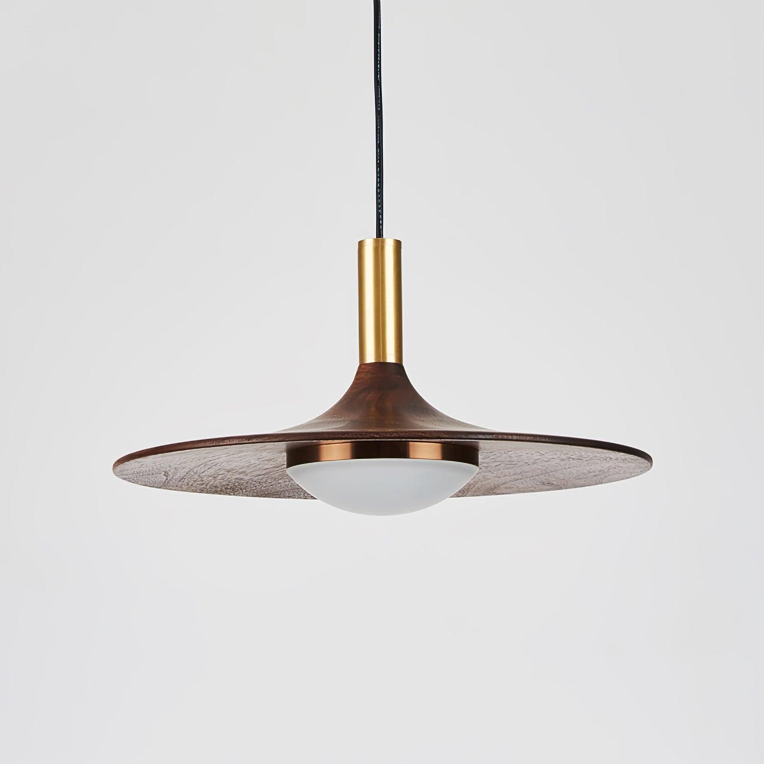 Walnut Wood Dish Pendant Light - Blowlighting
