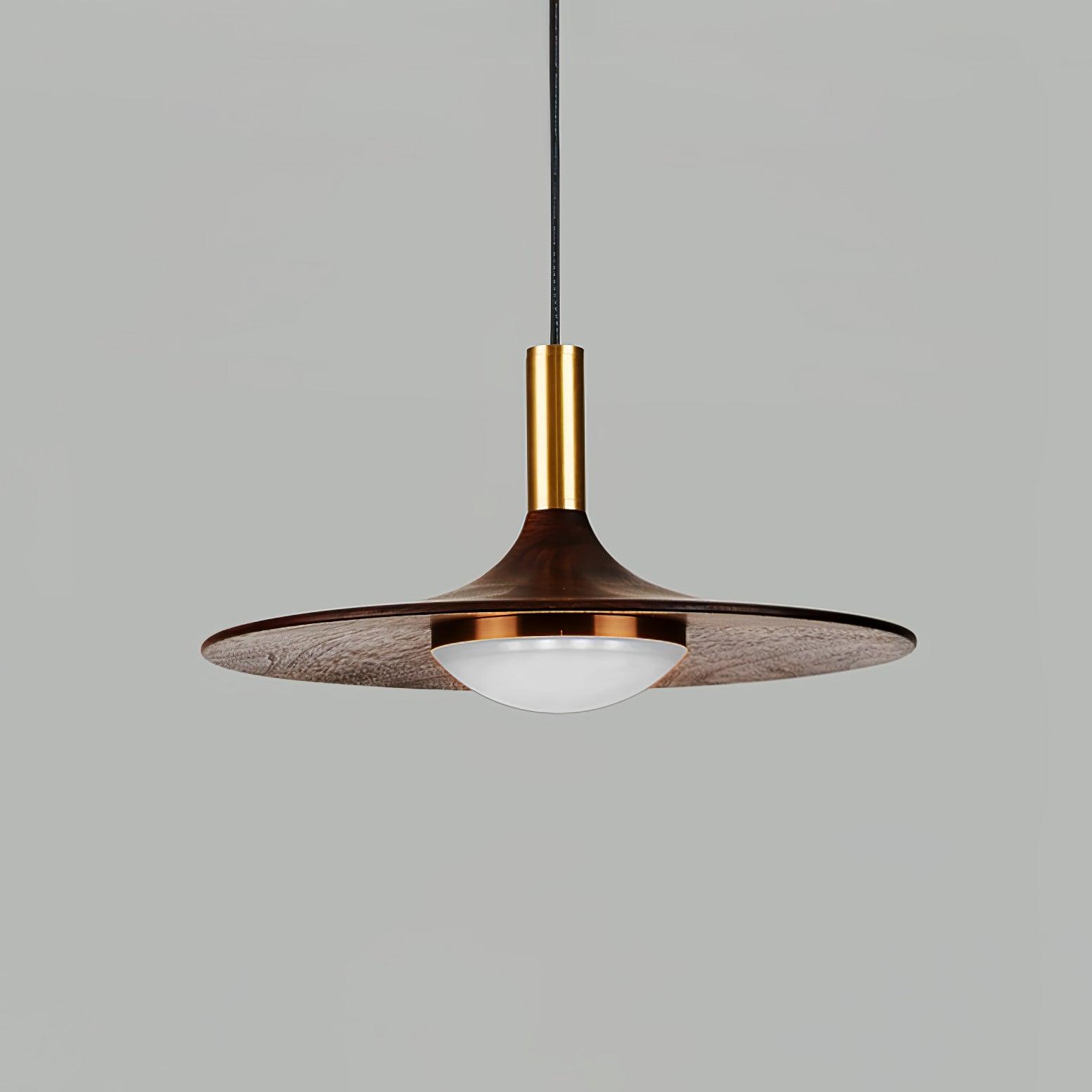 Walnut Wood Dish Pendant Light - Blowlighting