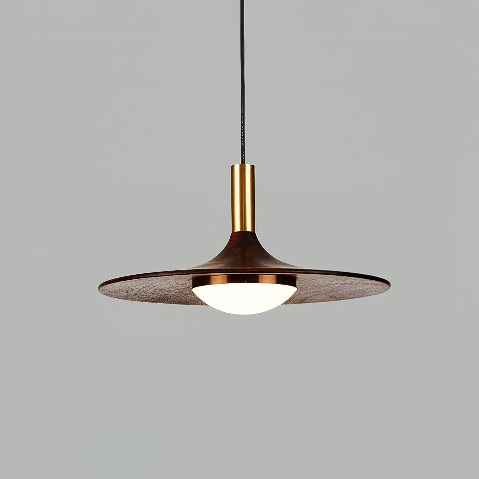 Walnut Wood Dish Pendant Light - Blowlighting