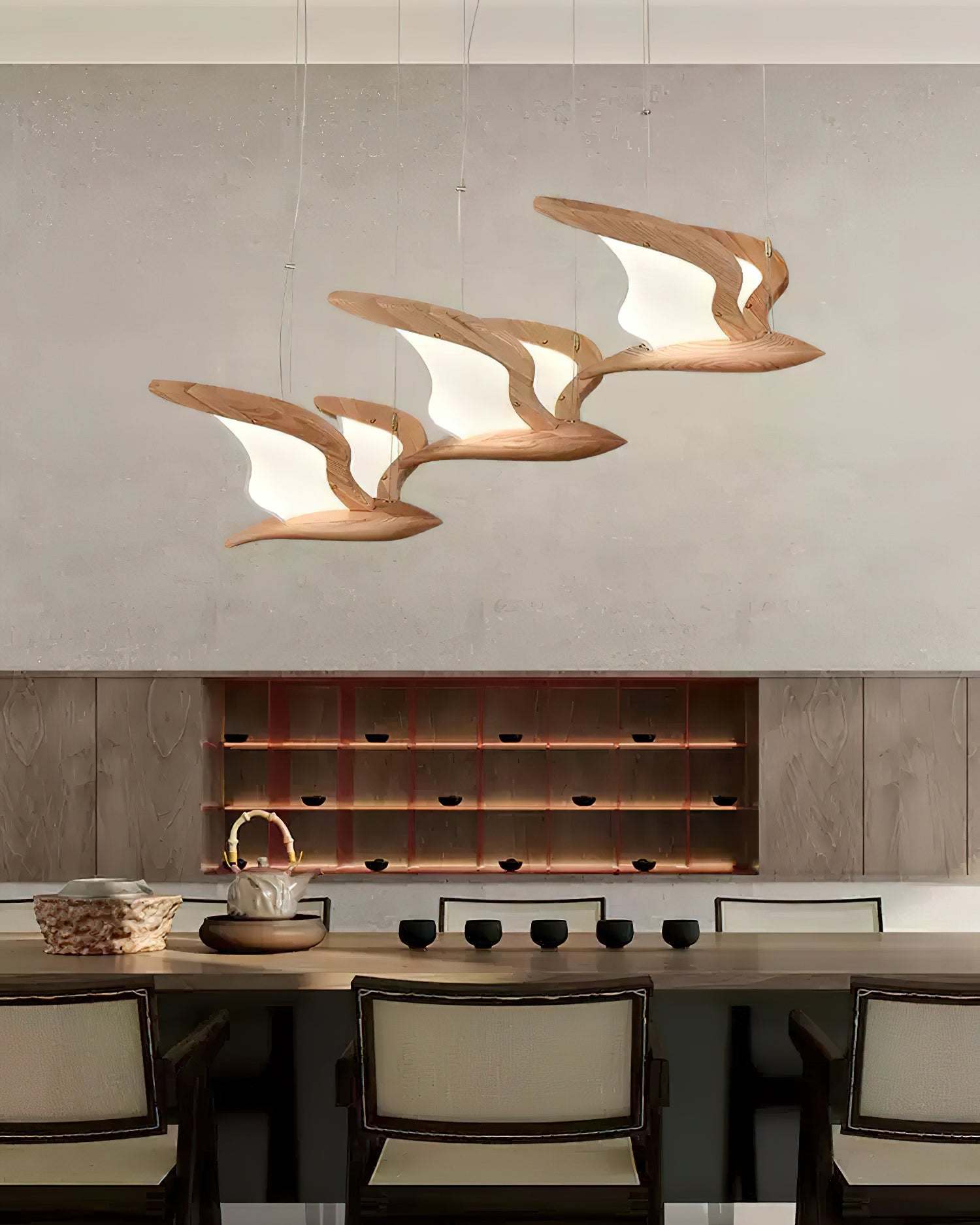 Lustra Kronleuchter Vogelform Holz Skulptur-Letslighting