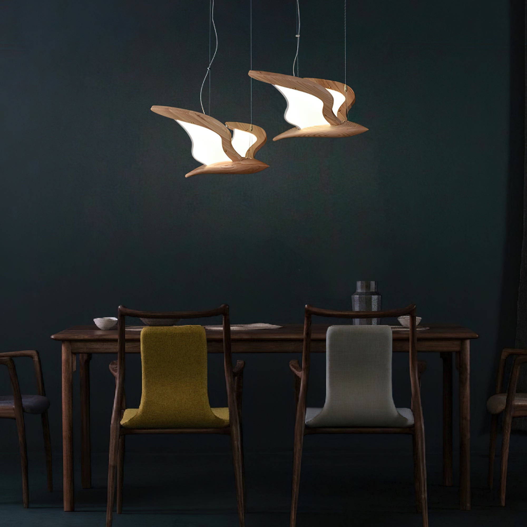 Lustra Kronleuchter Vogelform Holz Skulptur-Letslighting