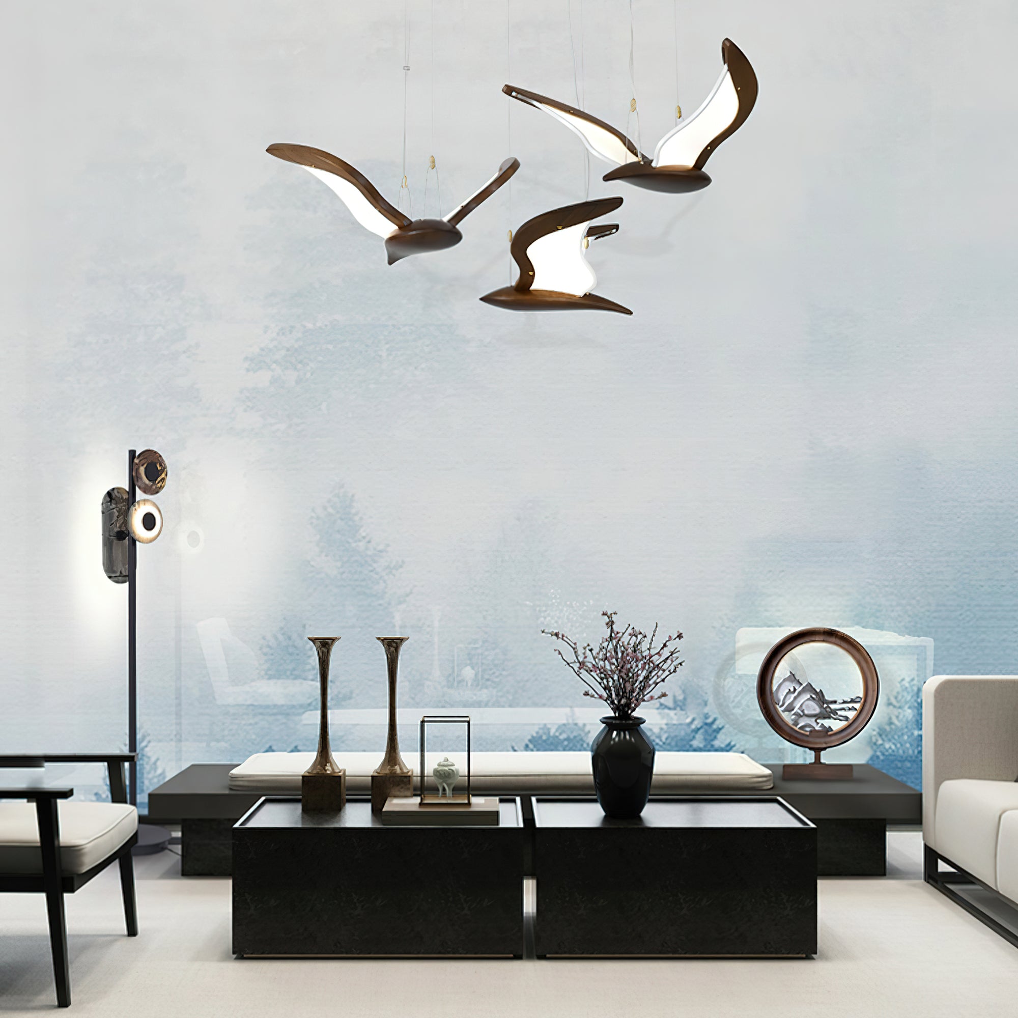 Lustra Kronleuchter Vogelform Holz Skulptur-Letslighting
