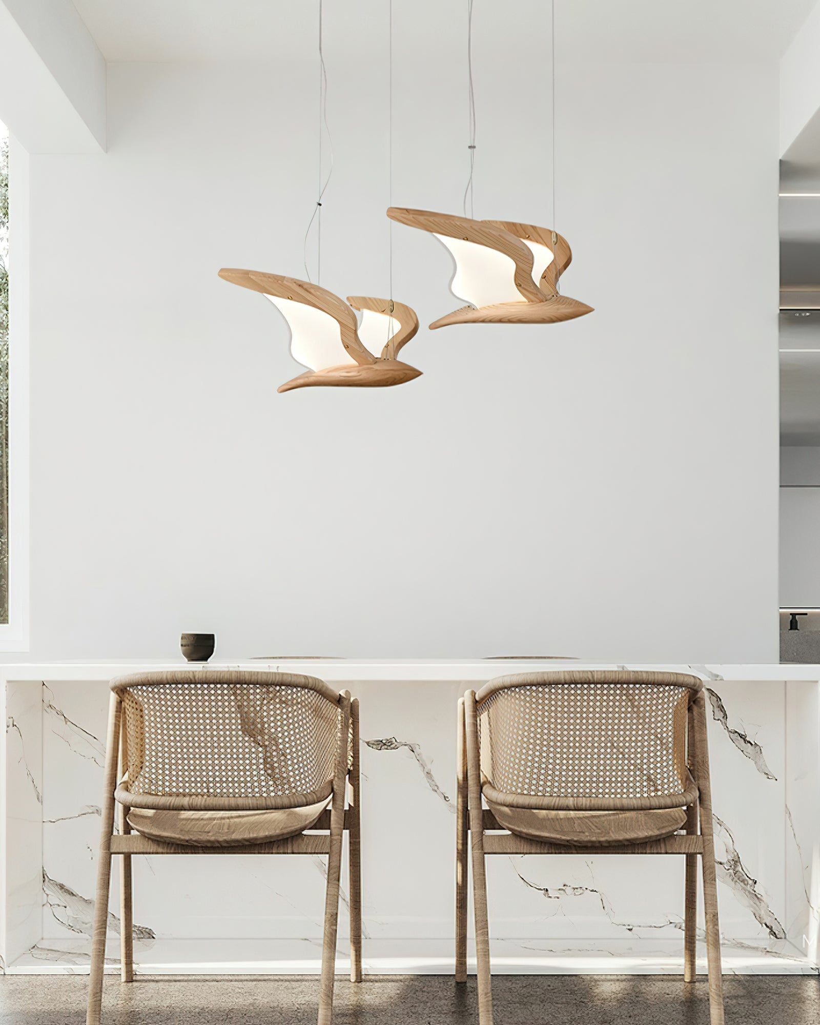 Lustra Kronleuchter Vogelform Holz Skulptur-Letslighting