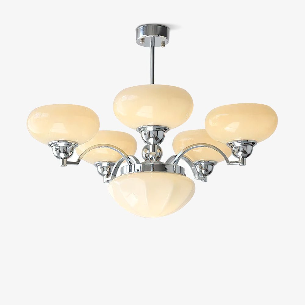 Lustra Kronleuchter Warre Satin Nickel Glas Eisen-Letslighting