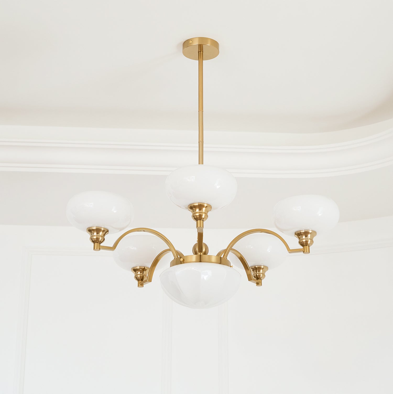 Lustra Kronleuchter Warre Satin Nickel Glas Eisen-Letslighting