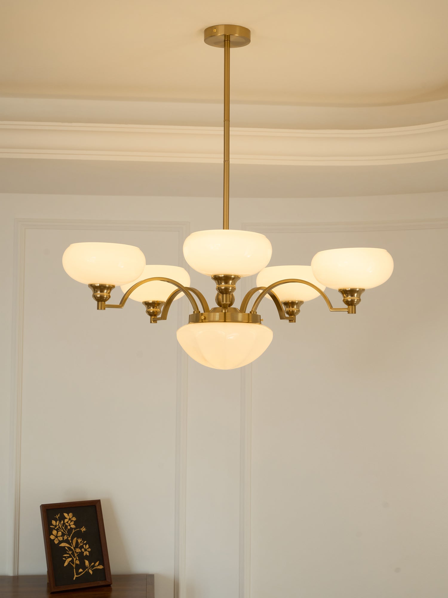 Lustra Kronleuchter Warre Satin Nickel Glas Eisen-Letslighting