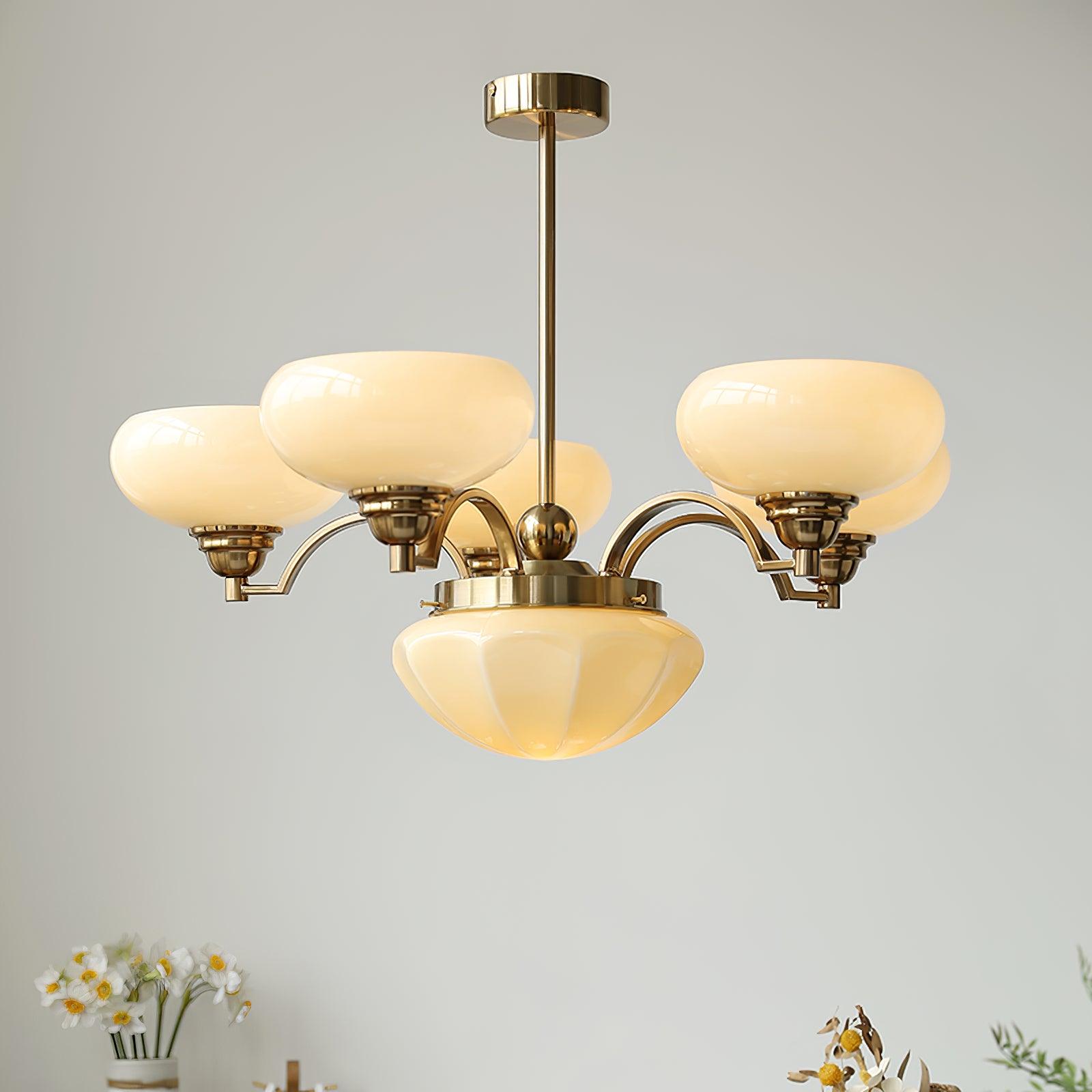 Lustra Kronleuchter Warre Satin Nickel Glas Eisen-Letslighting