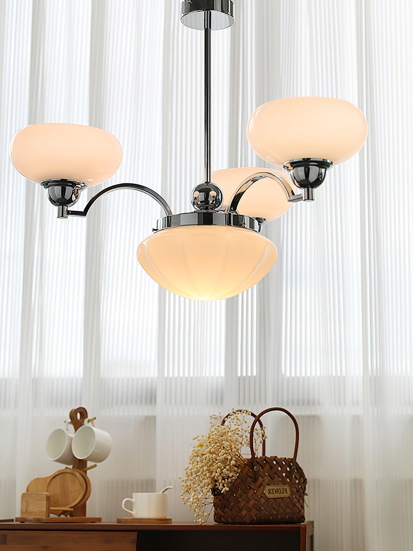 Lustra Kronleuchter Warre Satin Nickel Glas Eisen-Letslighting
