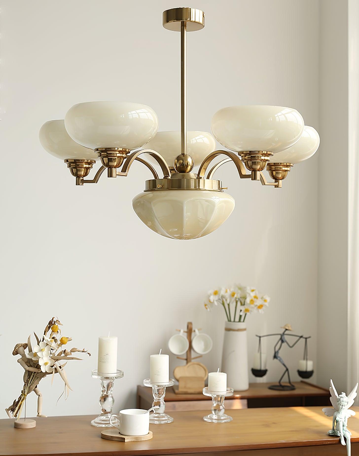 Lustra Kronleuchter Warre Satin Nickel Glas Eisen-Letslighting