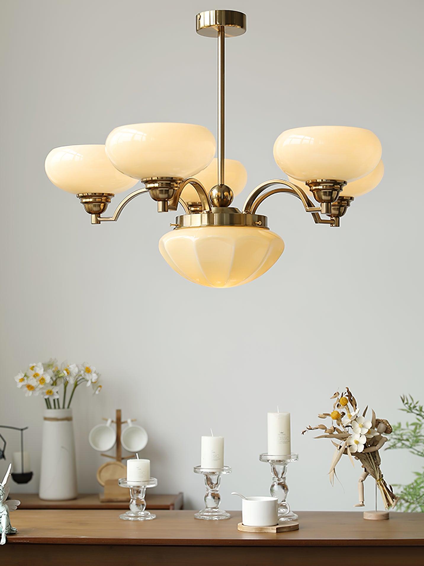 Lustra Kronleuchter Warre Satin Nickel Glas Eisen-Letslighting