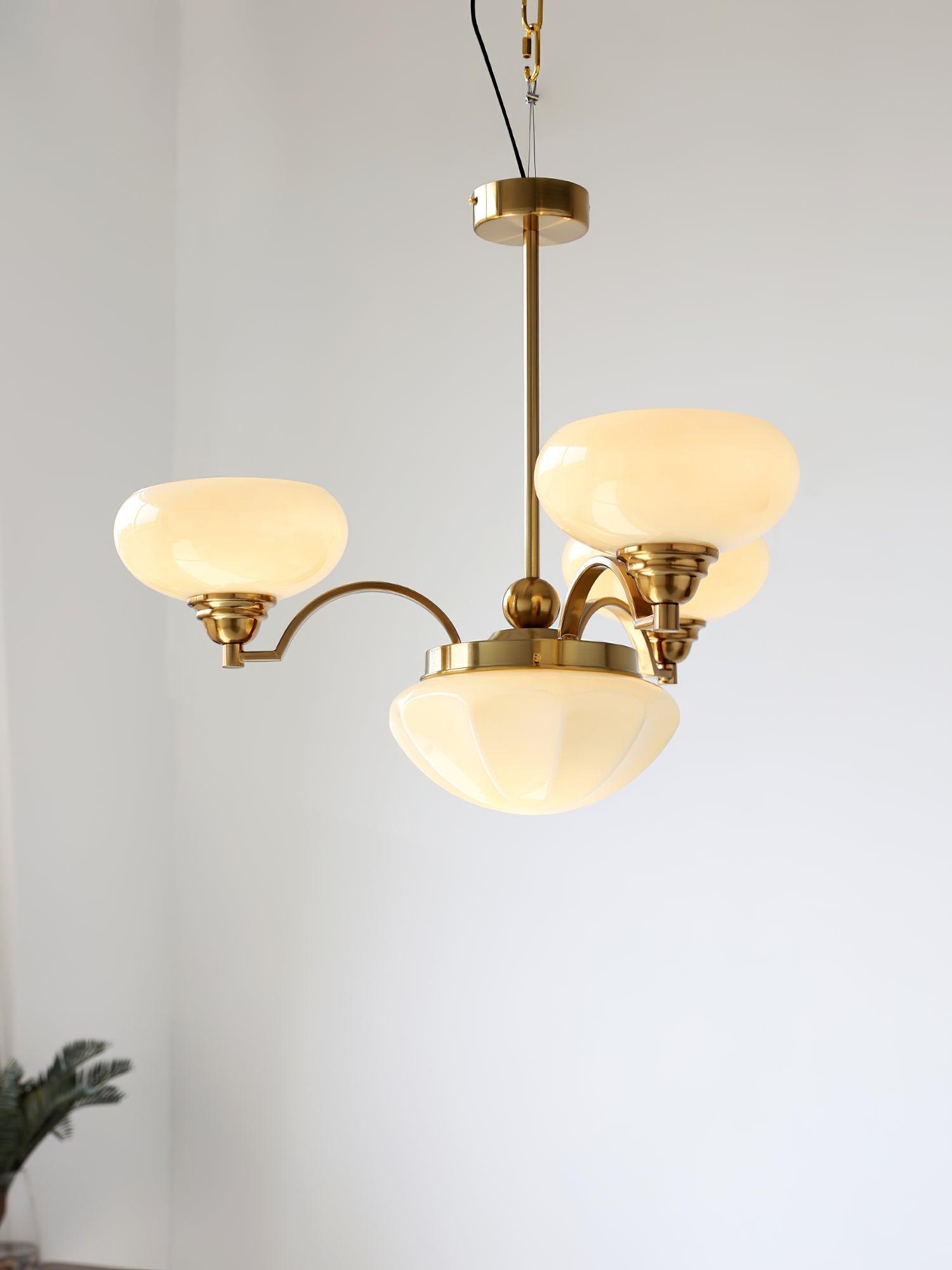 Lustra Kronleuchter Warre Satin Nickel Glas Eisen-Letslighting