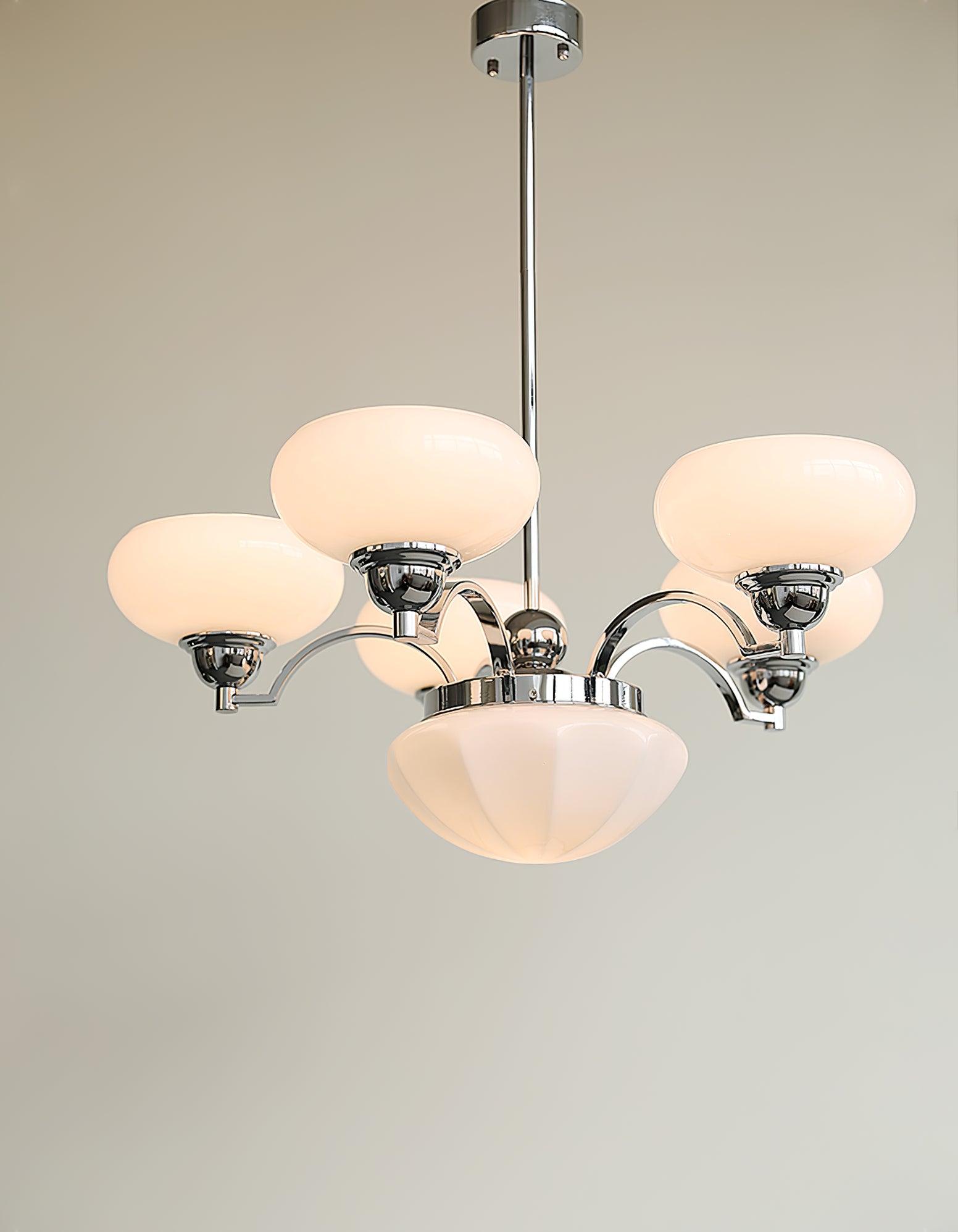 Lustra Kronleuchter Warre Satin Nickel Glas Eisen-Letslighting