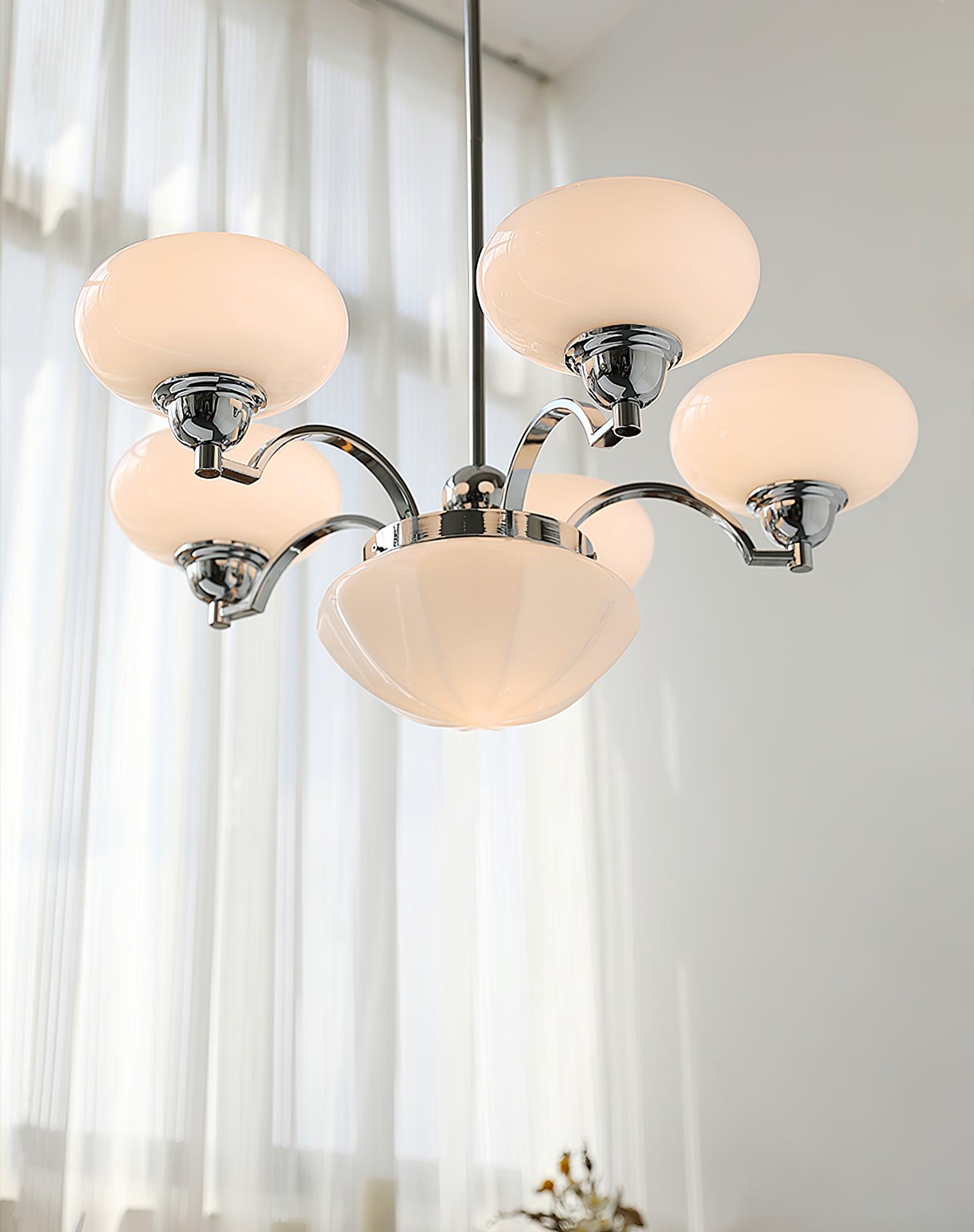 Lustra Kronleuchter Warre Satin Nickel Glas Eisen-Letslighting