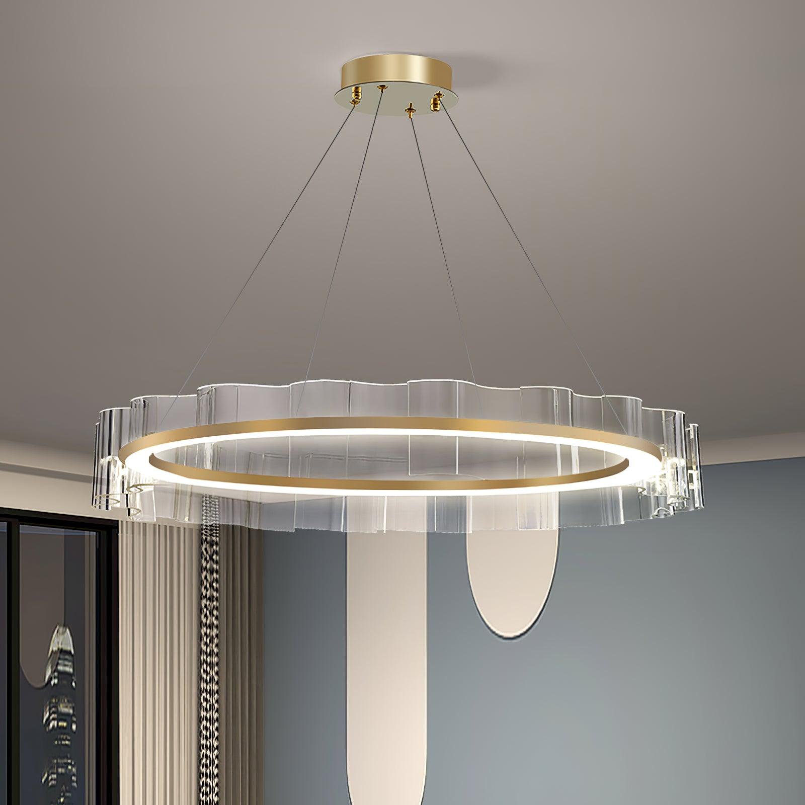 Acoustic Postmodern Luxury Water Wave Glass Metal Chandelier - Blowlighting