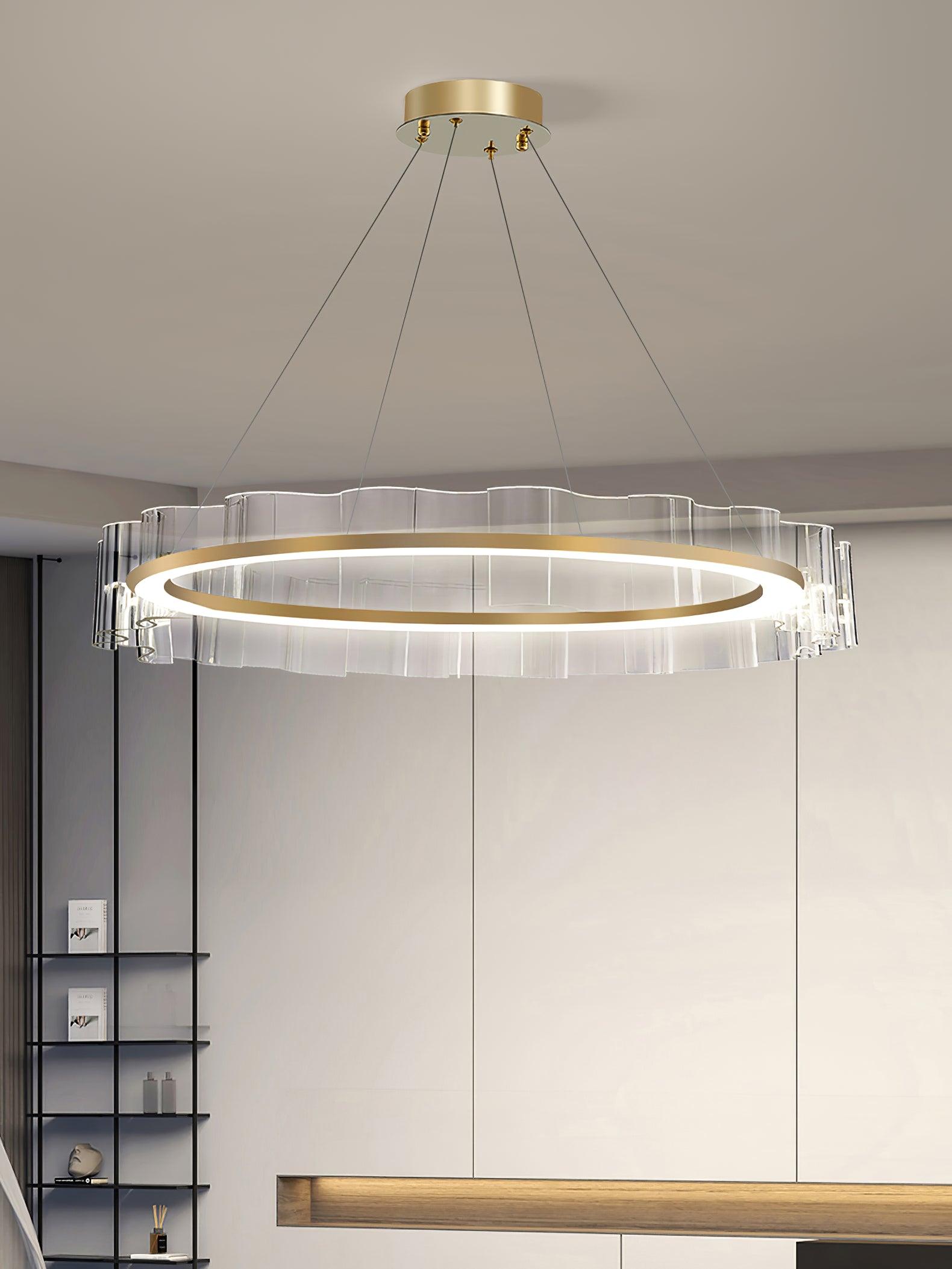 Acoustic Postmodern Luxury Water Wave Glass Metal Chandelier - Blowlighting