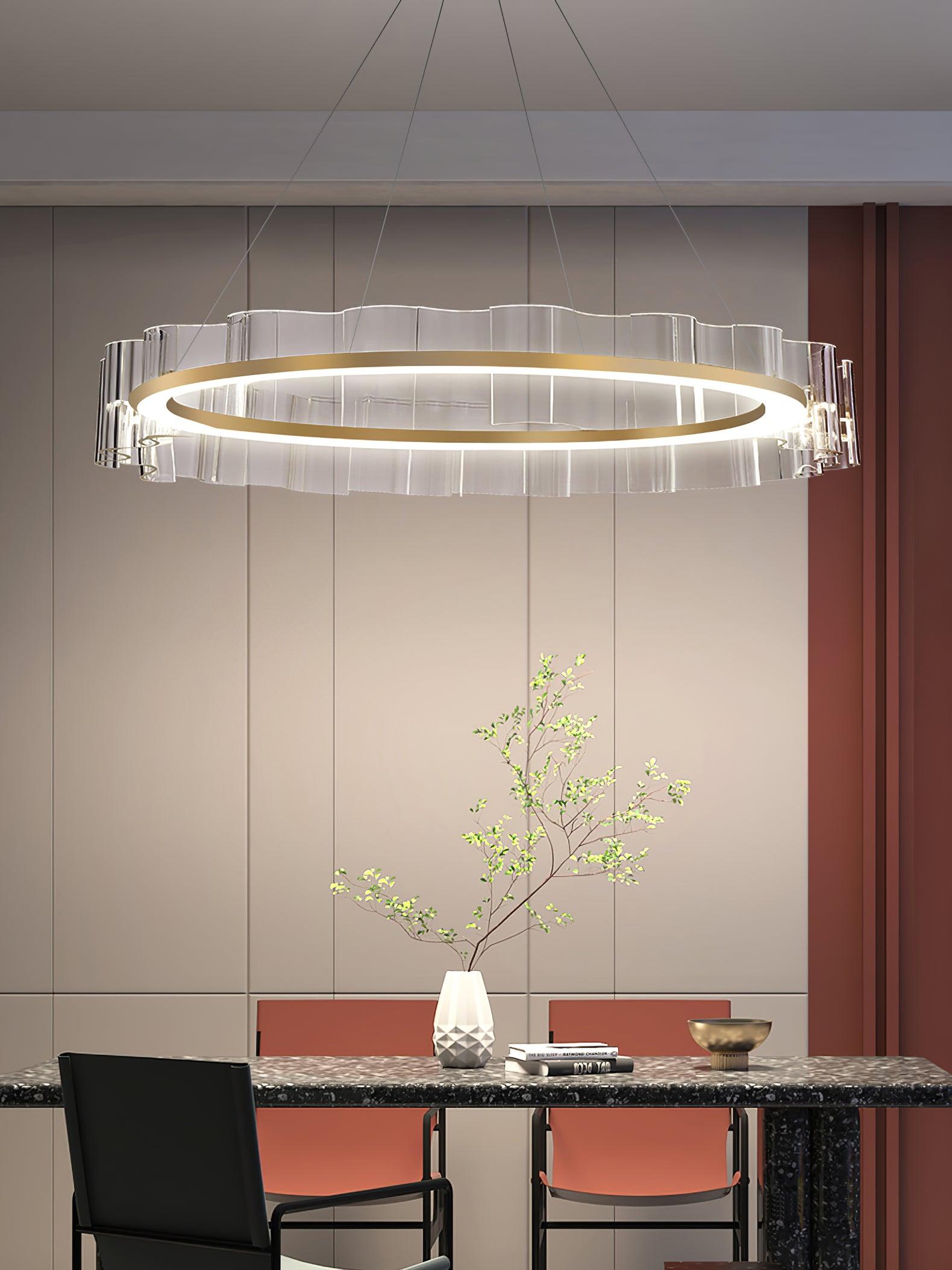 Acoustic Postmodern Luxury Water Wave Glass Metal Chandelier - Blowlighting