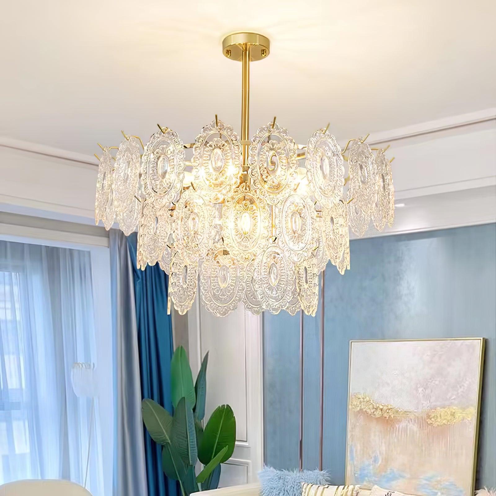 Lustra Lüster Welle Glas Schmiedeeisen Elegant-Letslighting