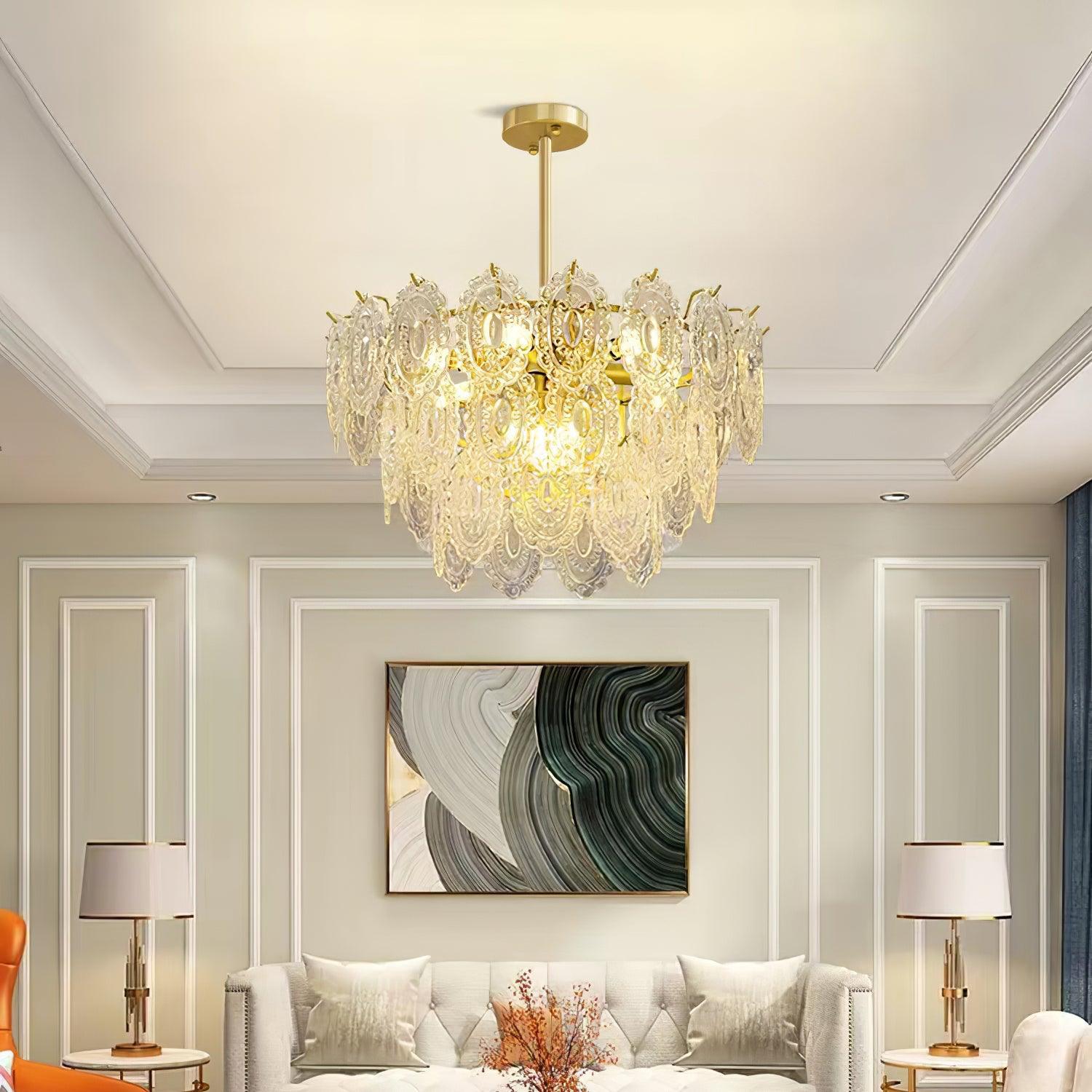 Lustra Lüster Welle Glas Schmiedeeisen Elegant-Letslighting