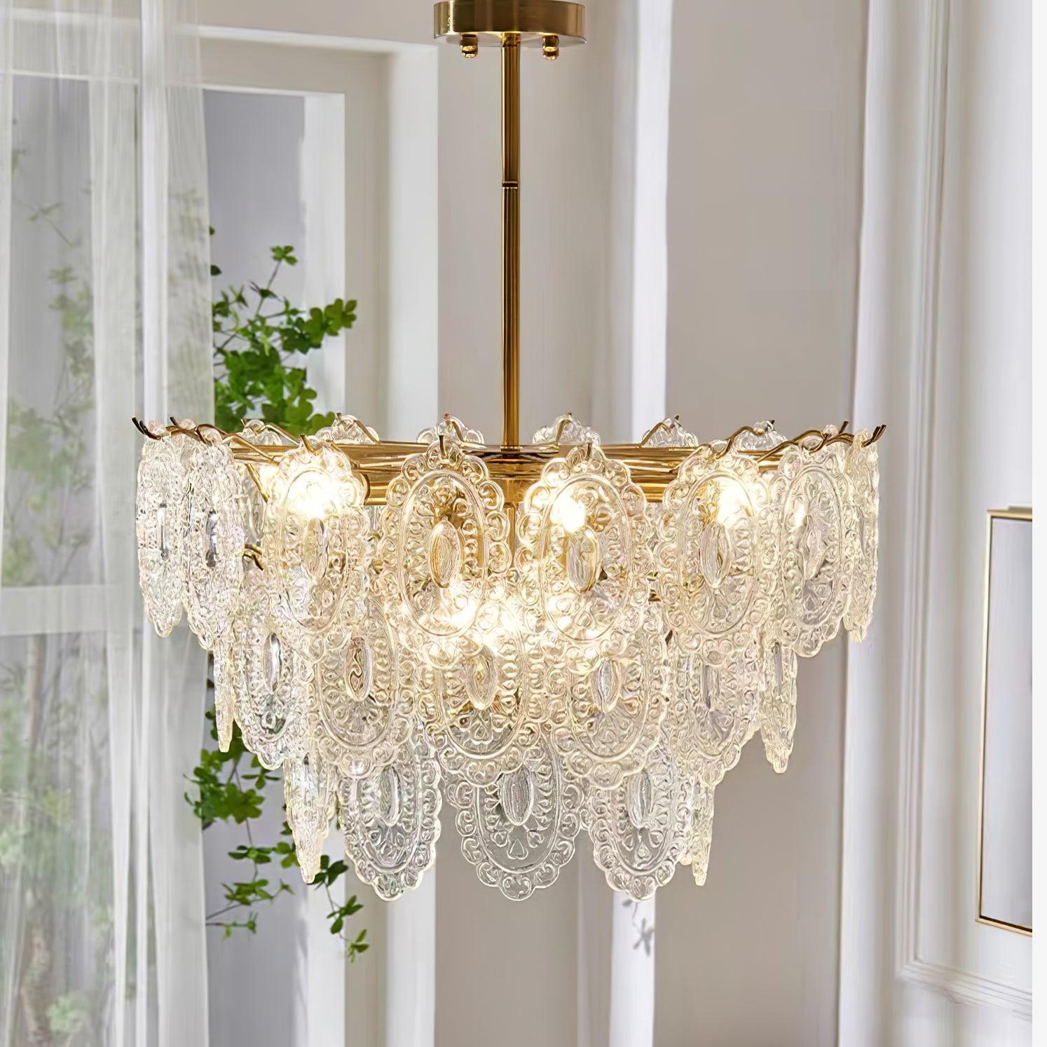 Lustra Lüster Welle Glas Schmiedeeisen Elegant-Letslighting