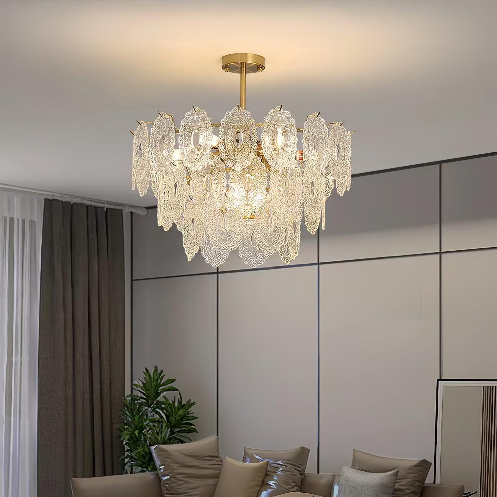 Lustra Lüster Welle Glas Schmiedeeisen Elegant-Letslighting
