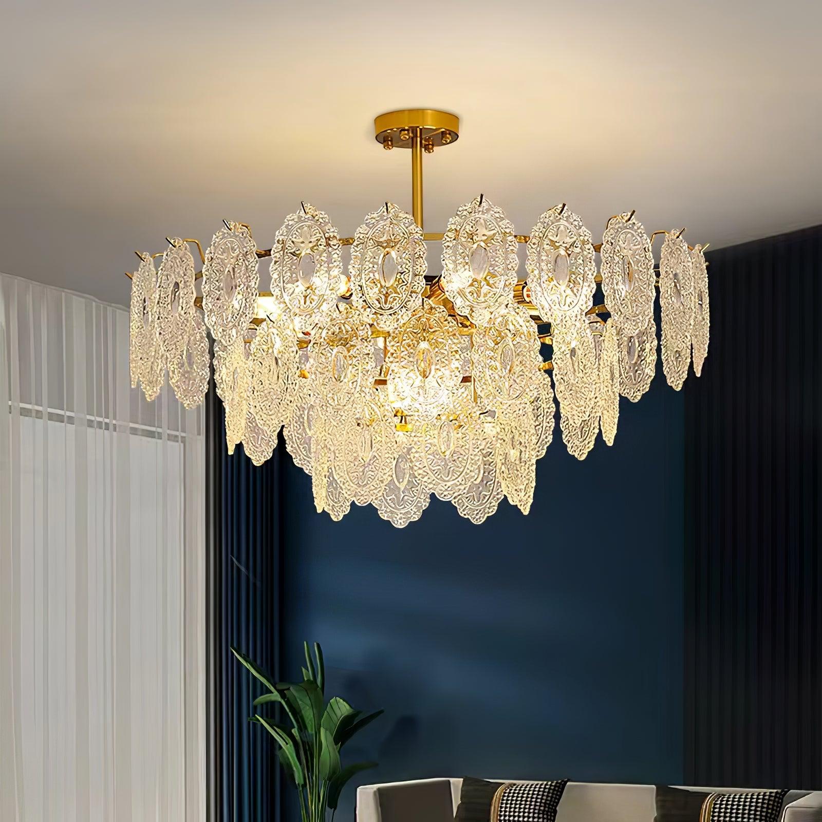 Lustra Lüster Welle Glas Schmiedeeisen Elegant-Letslighting