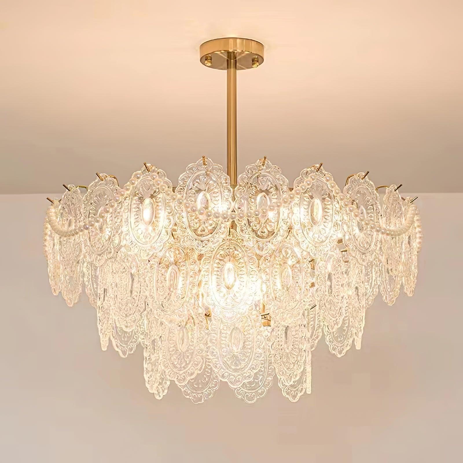 Lustra Kronleuchter Welle Perle Gold Modern-Letslighting