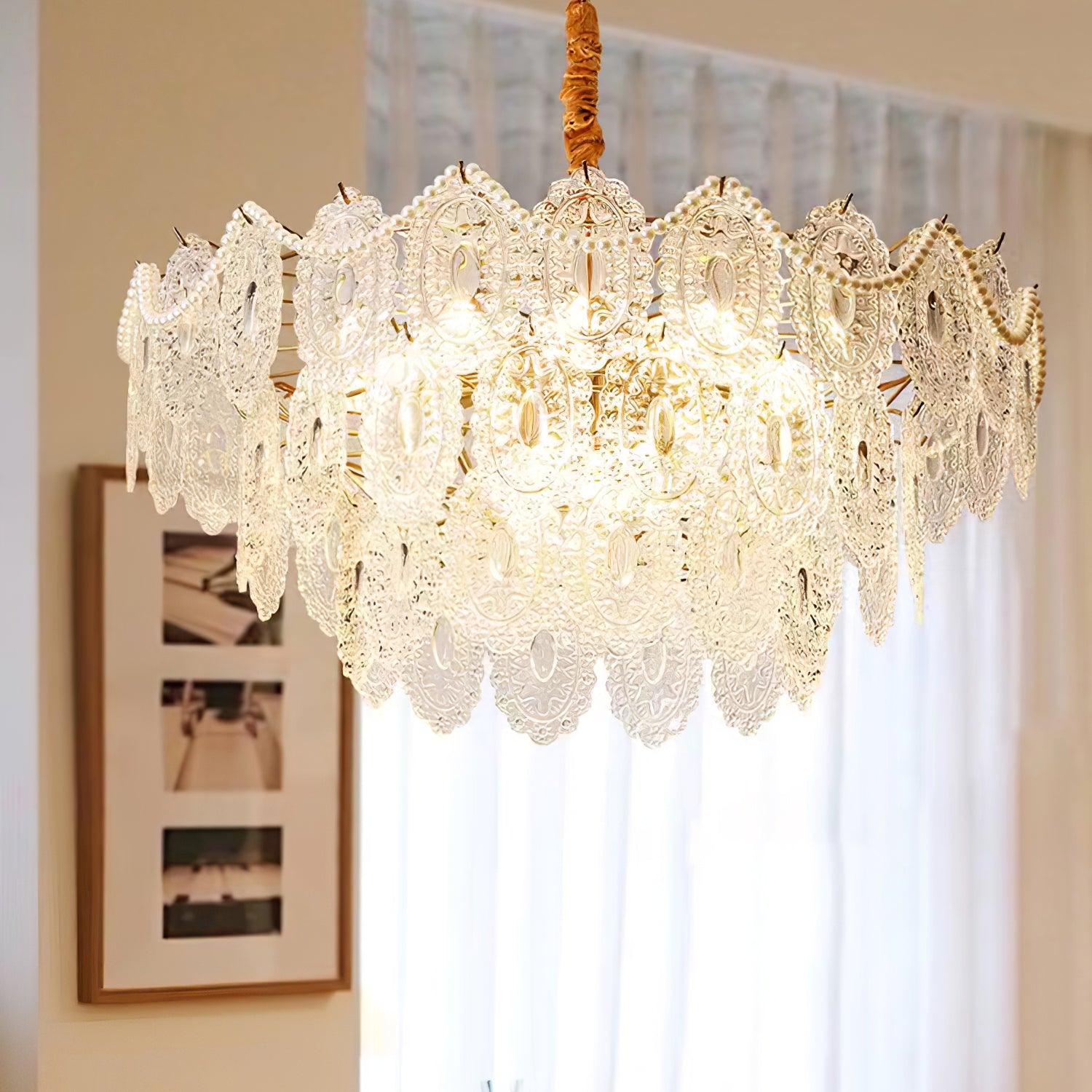 Lustra Kronleuchter Welle Perle Gold Modern-Letslighting