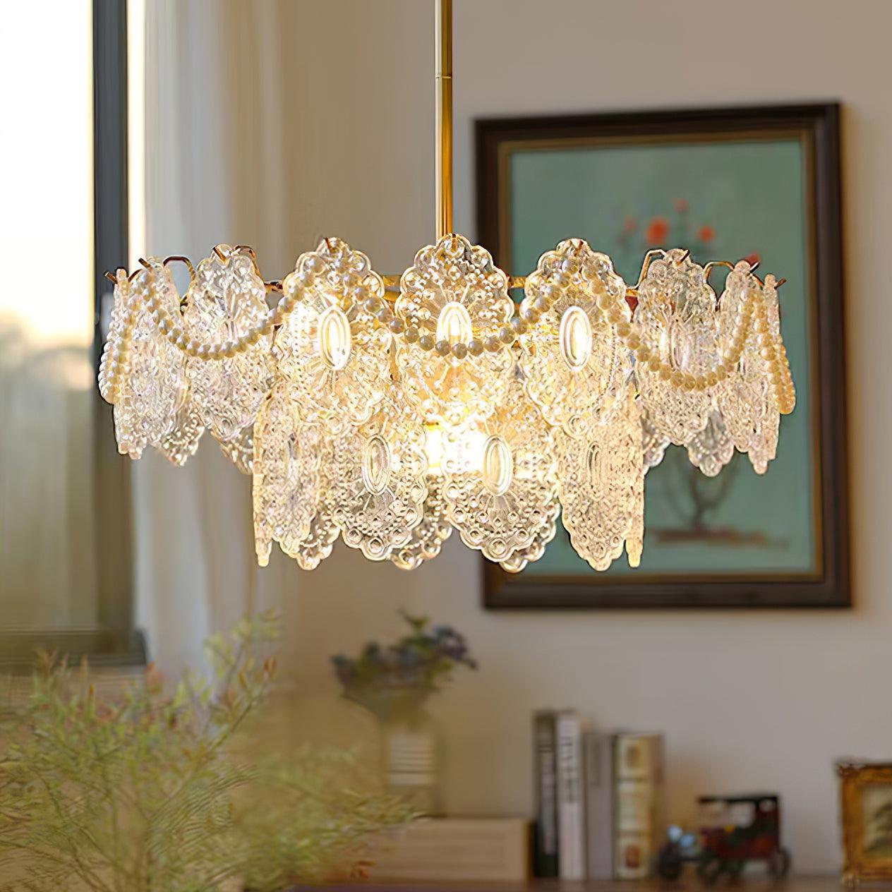 Lustra Kronleuchter Welle Perle Gold Modern-Letslighting