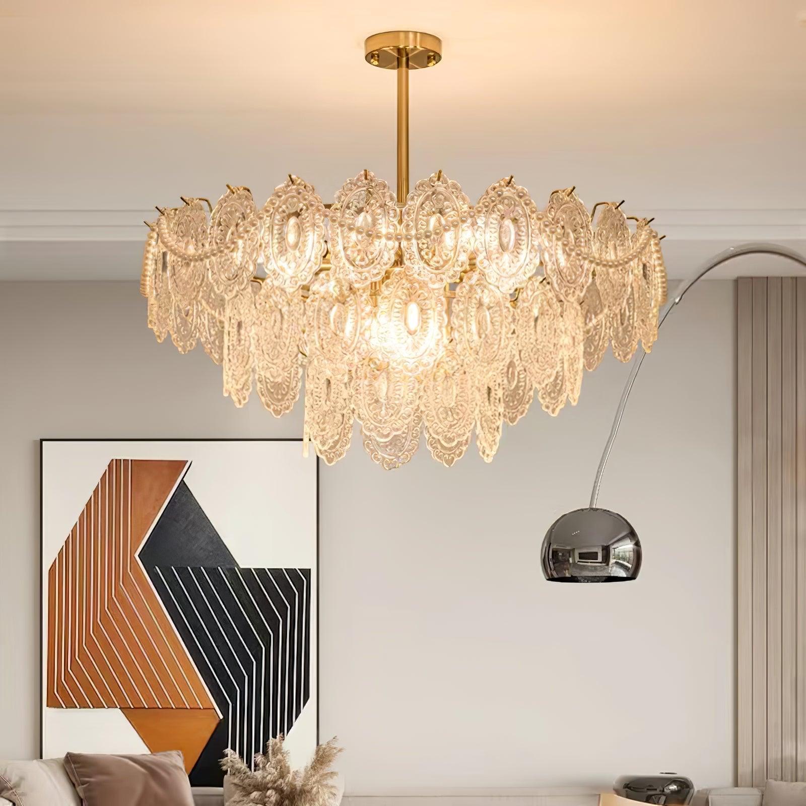 Lustra Kronleuchter Welle Perle Gold Modern-Letslighting