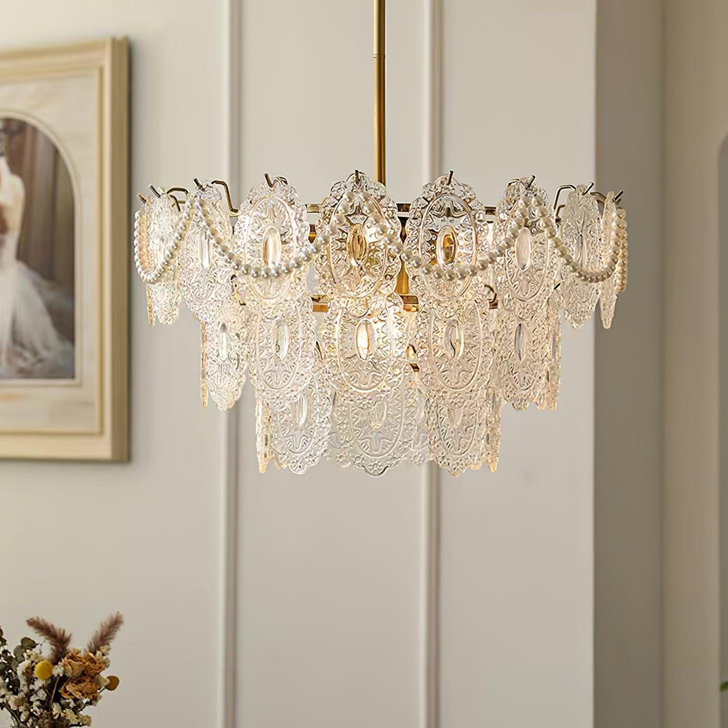 Lustra Kronleuchter Welle Perle Gold Modern-Letslighting