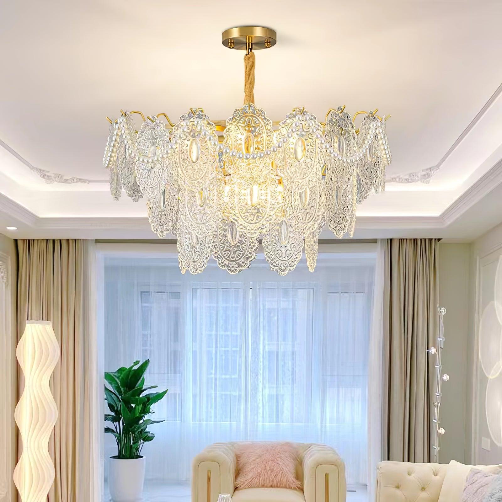 Lustra Kronleuchter Welle Perle Gold Modern-Letslighting
