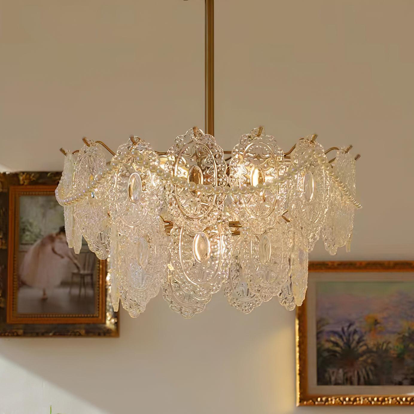Lustra Kronleuchter Welle Perle Gold Modern-Letslighting
