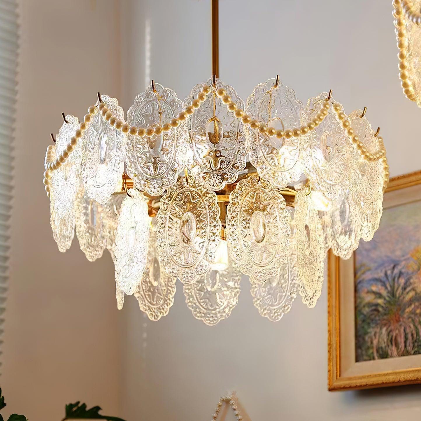 Lustra Kronleuchter Welle Perle Gold Modern-Letslighting
