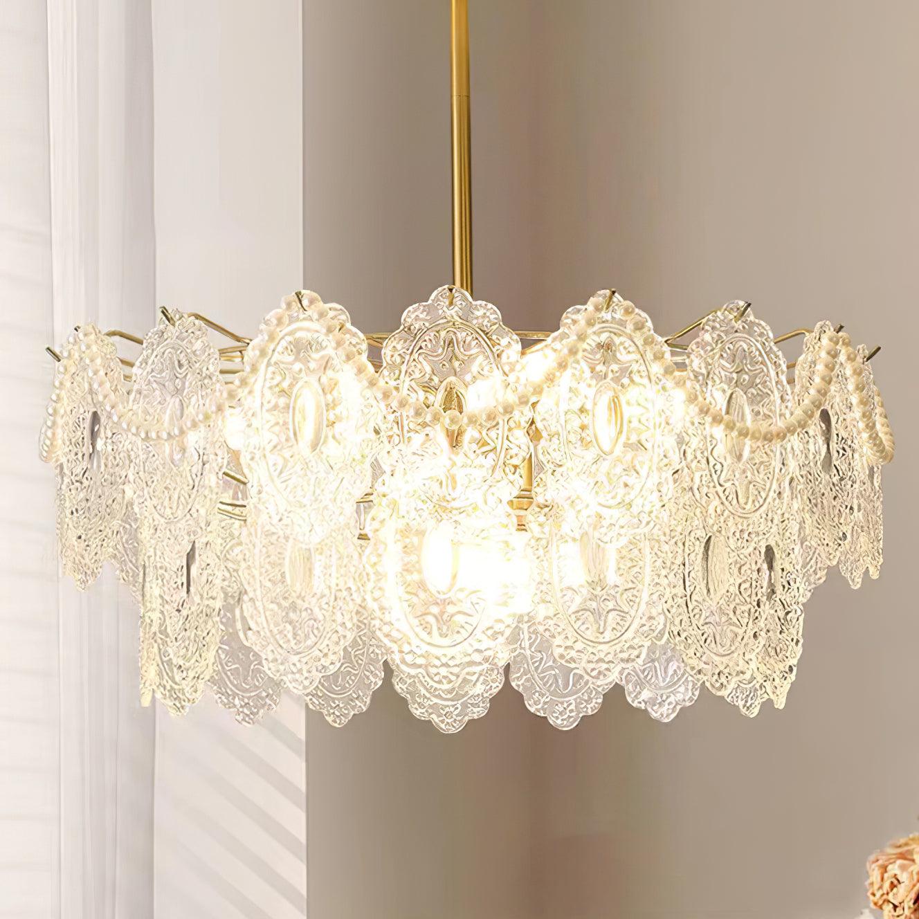 Lustra Kronleuchter Welle Perle Gold Modern-Letslighting