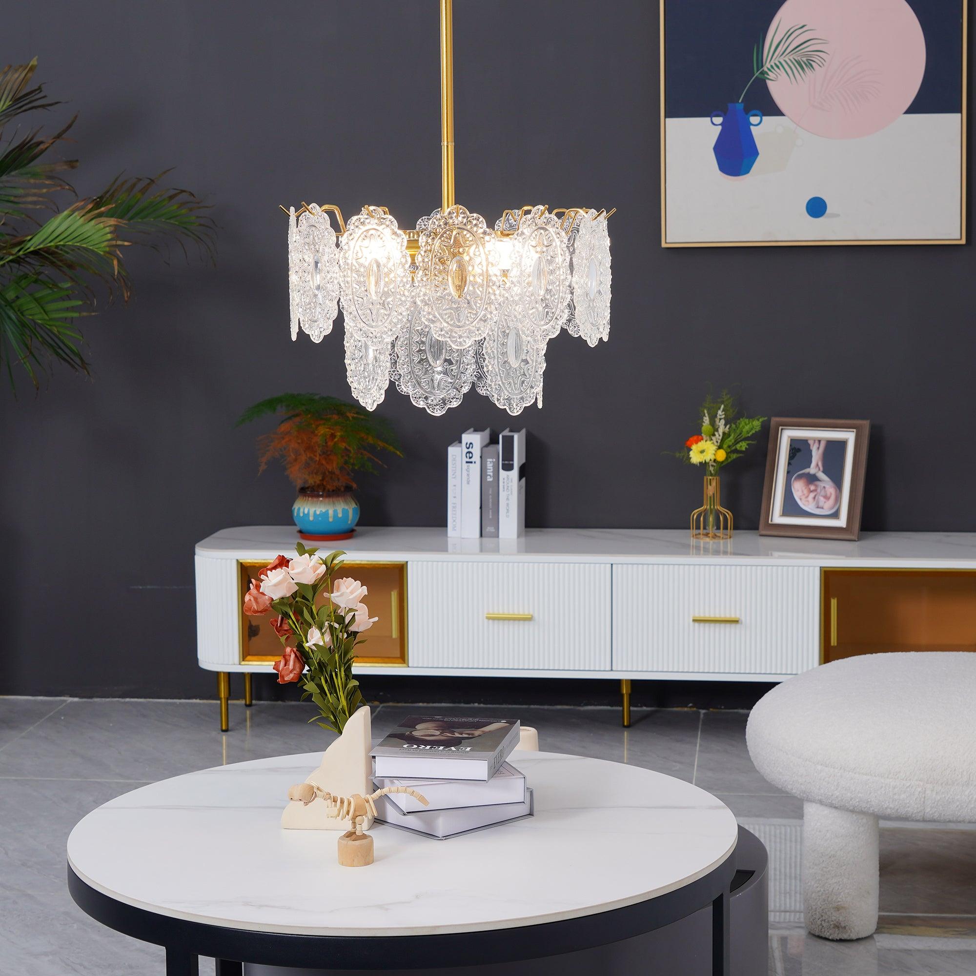 Lustra Lüster Welle Glas Schmiedeeisen Elegant-Letslighting
