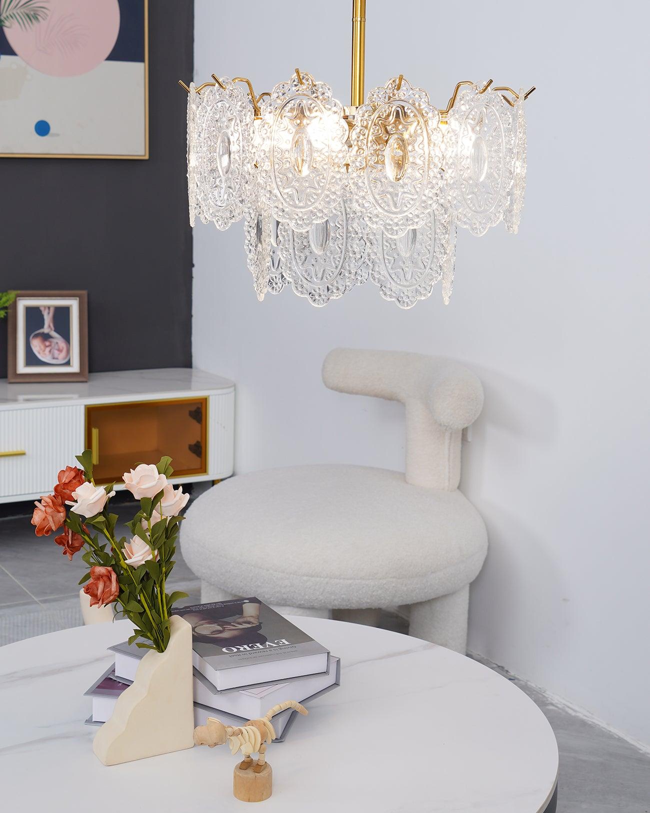 Lustra Lüster Welle Glas Schmiedeeisen Elegant-Letslighting