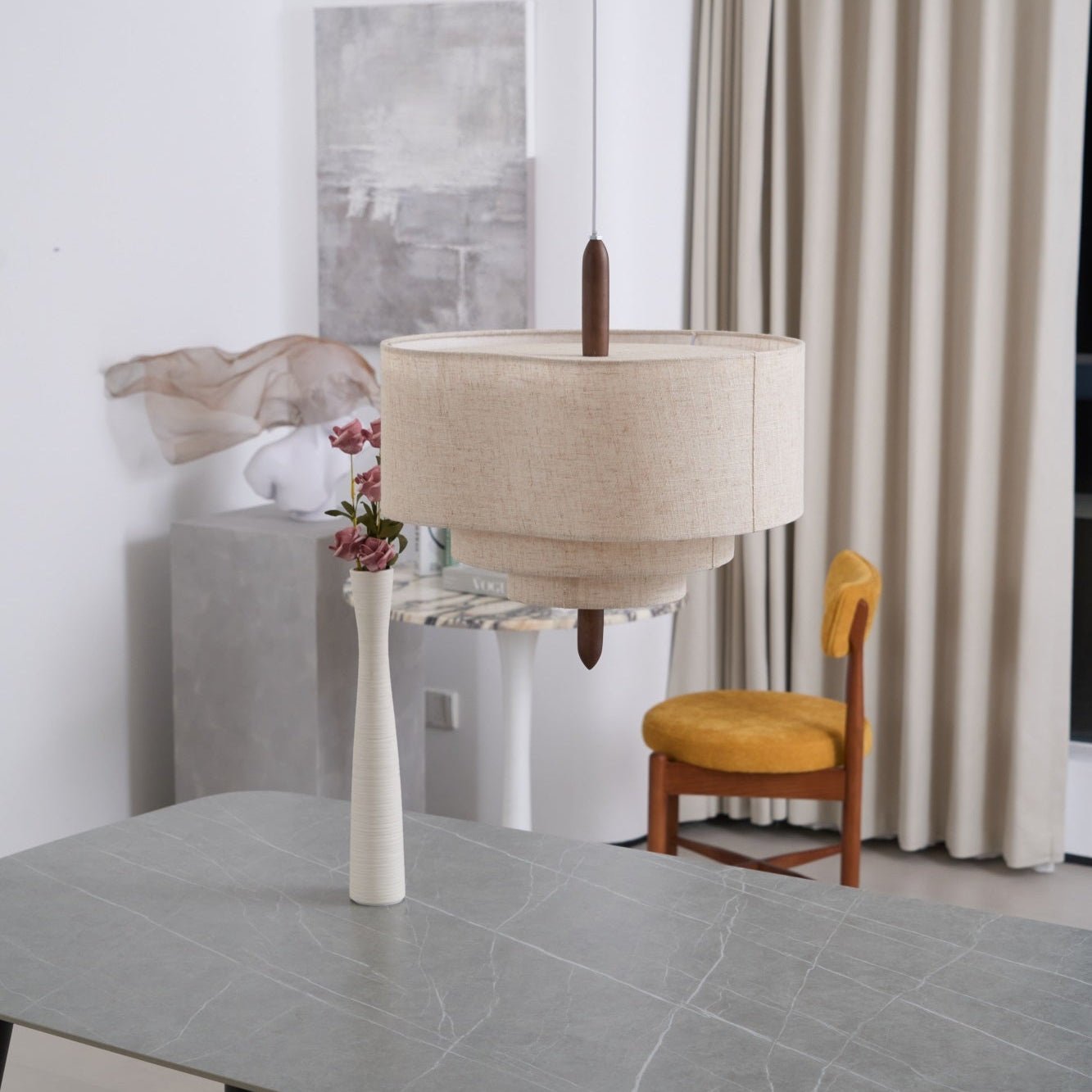 Eldorora Elegante Wellenleiter Holz Stoff Pendelleuchte-Letslighting