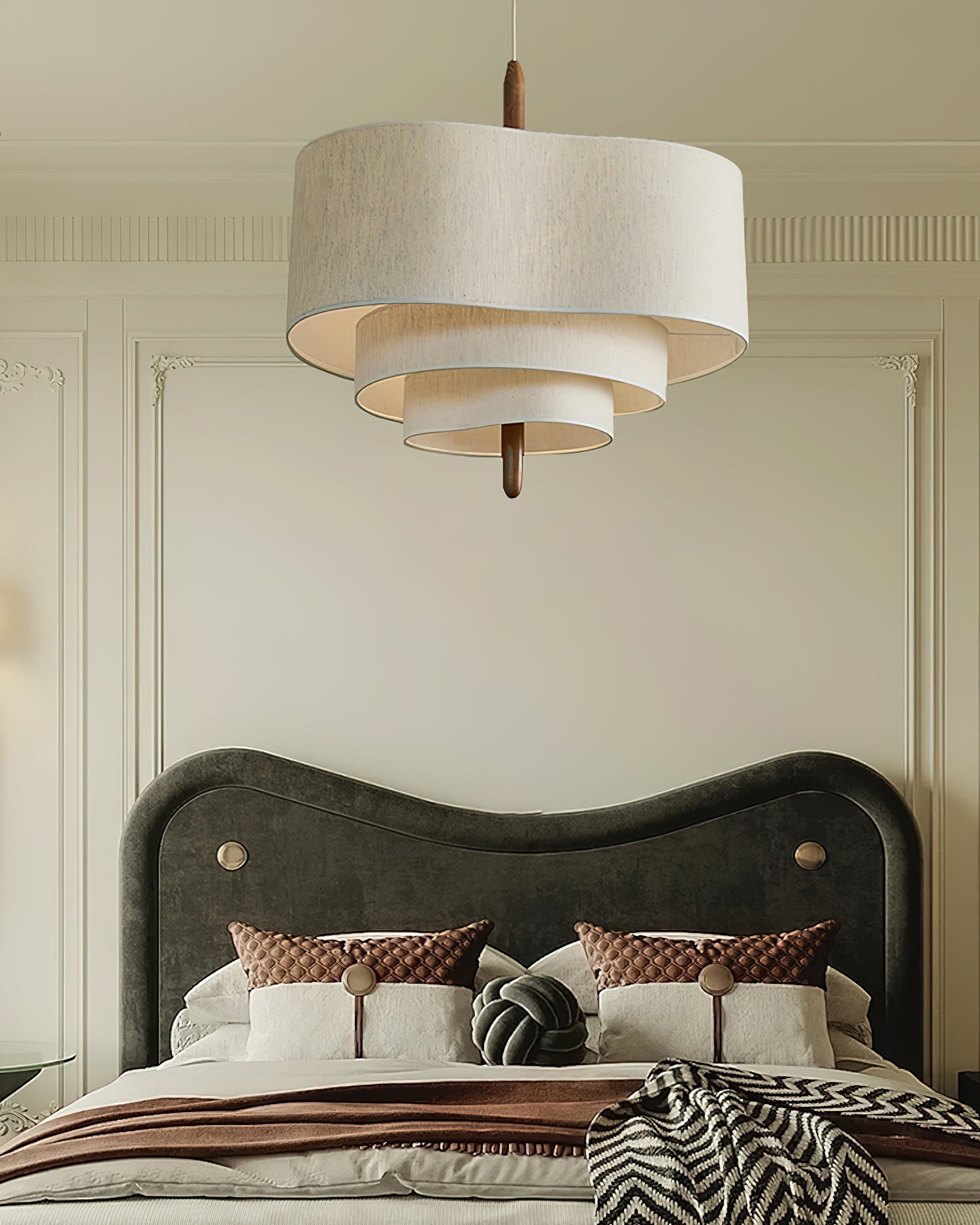 Eldorora Elegante Wellenleiter Holz Stoff Pendelleuchte-Letslighting