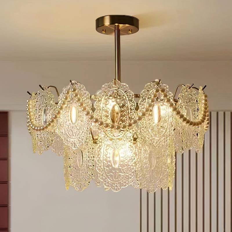 Lustra Kronleuchter Welle Perle Gold Modern-Letslighting