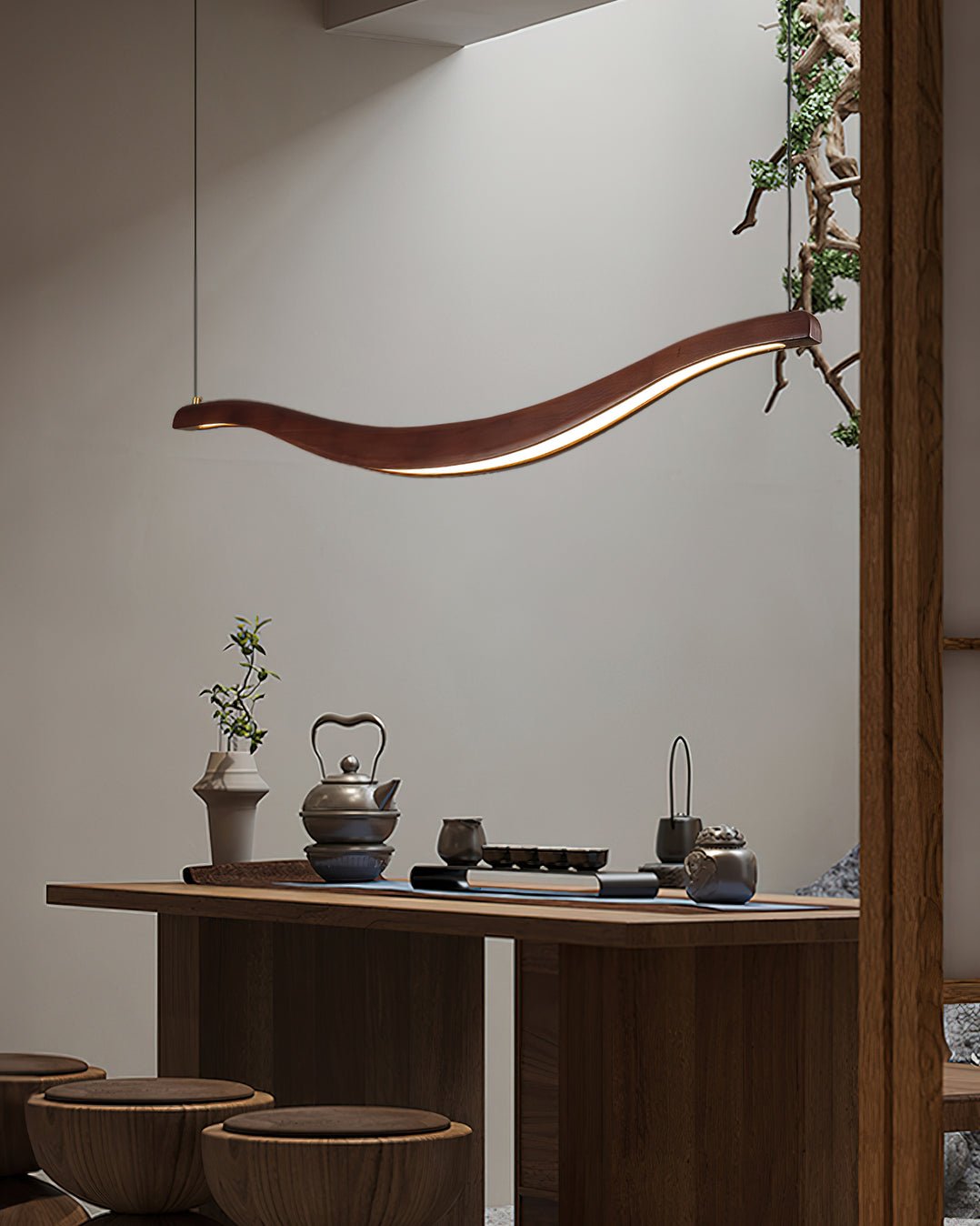 Lustra Kronleuchter Holz Wellenform Elegant-Letslighting