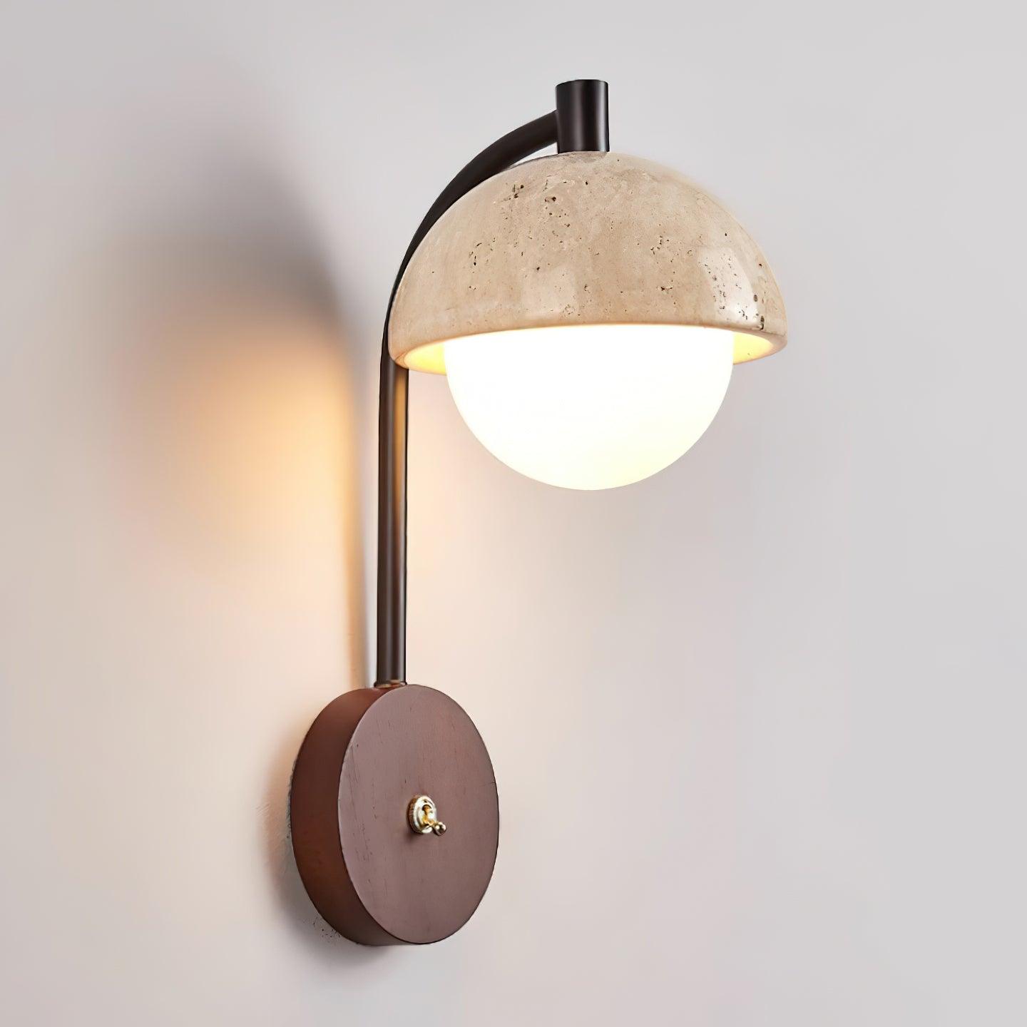 Ritta Wall Lamp Travertine Wood Dome - Letslighting