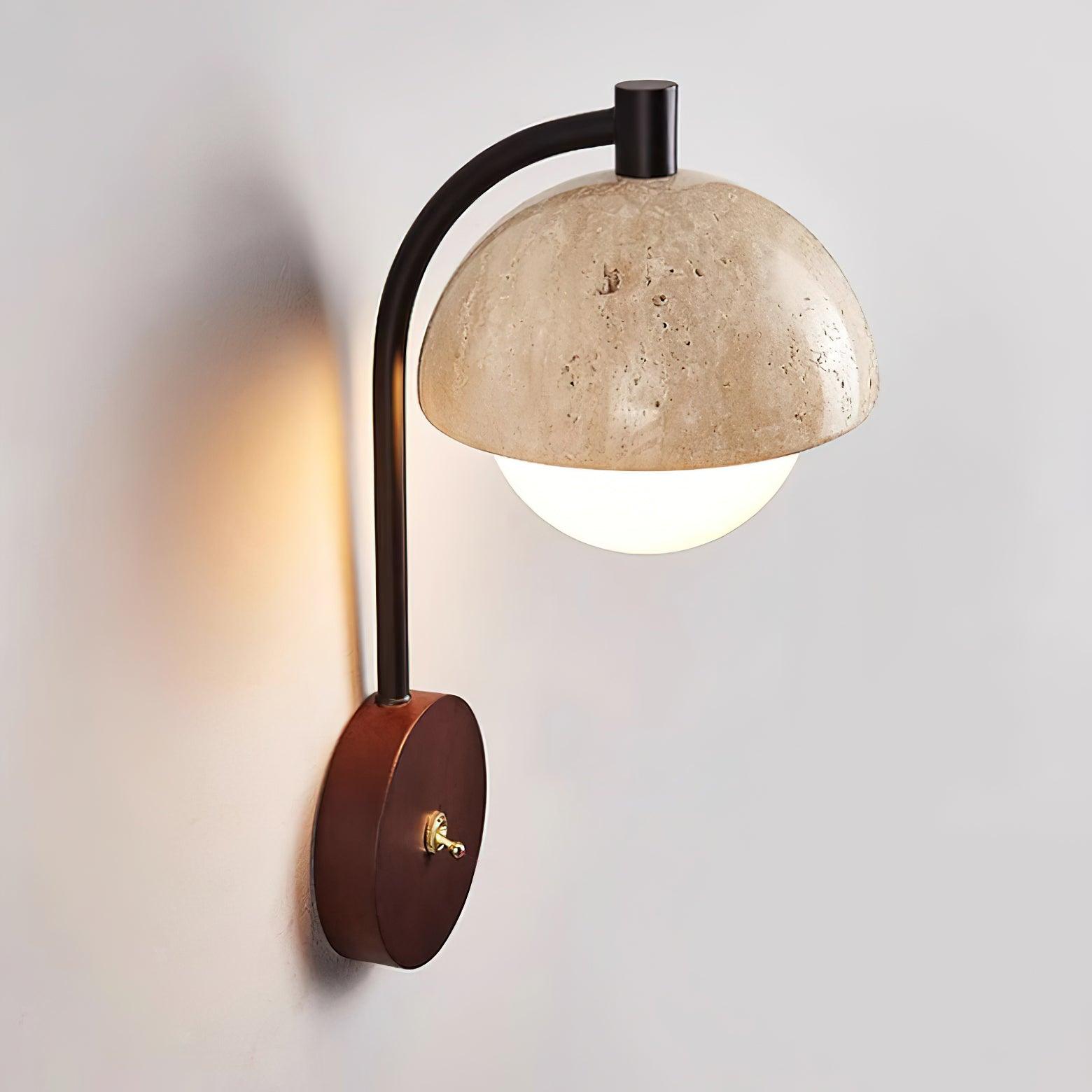 Ritta Wall Lamp Travertine Wood Dome - Letslighting