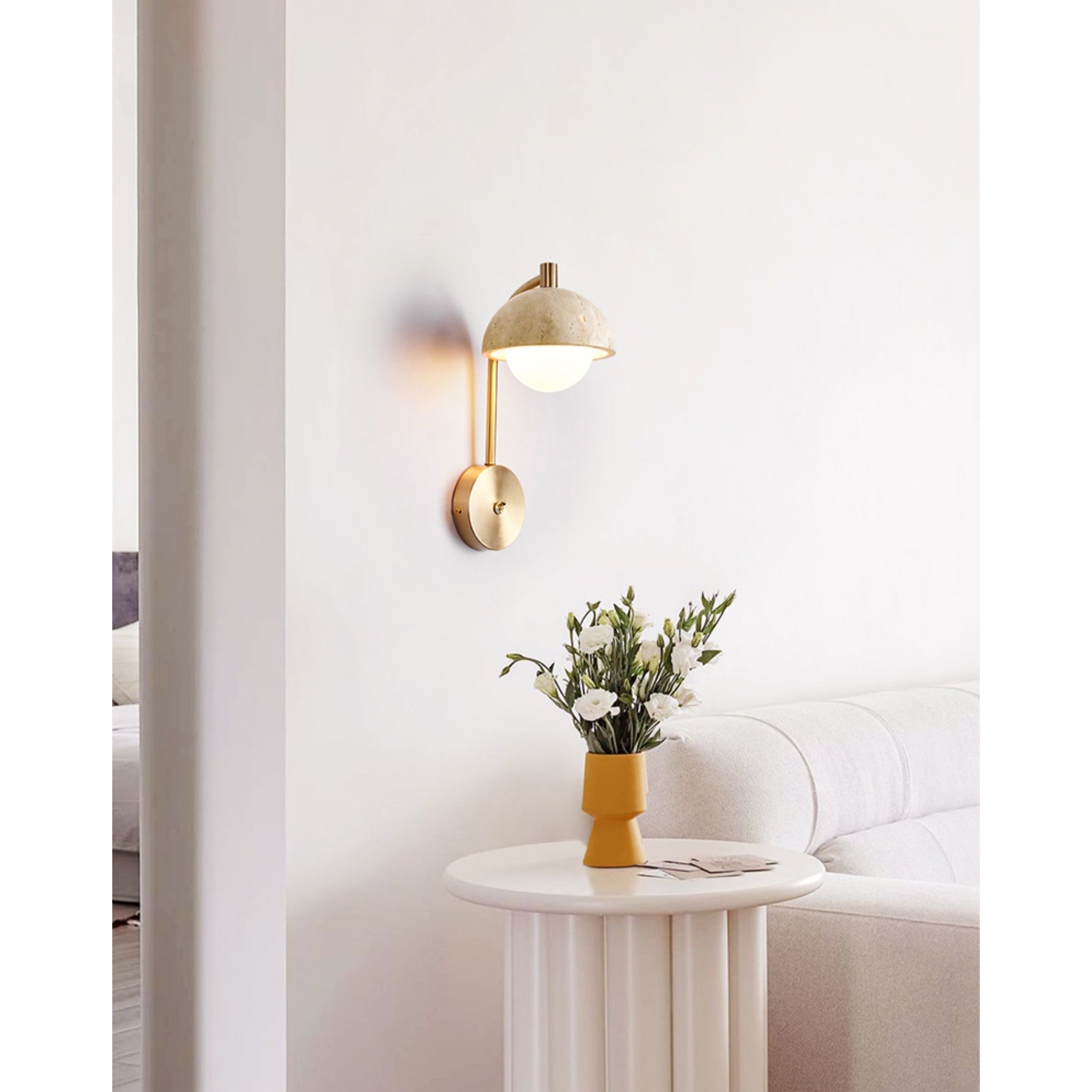 Civarir Modern Minimalist Beige Travertine Wall Lamp - Letslighting