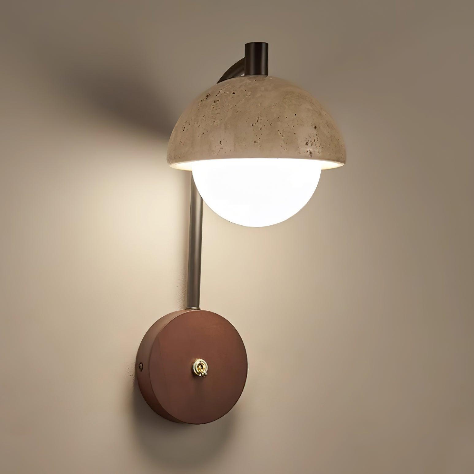 Ritta Wall Lamp Travertine Wood Dome - Letslighting