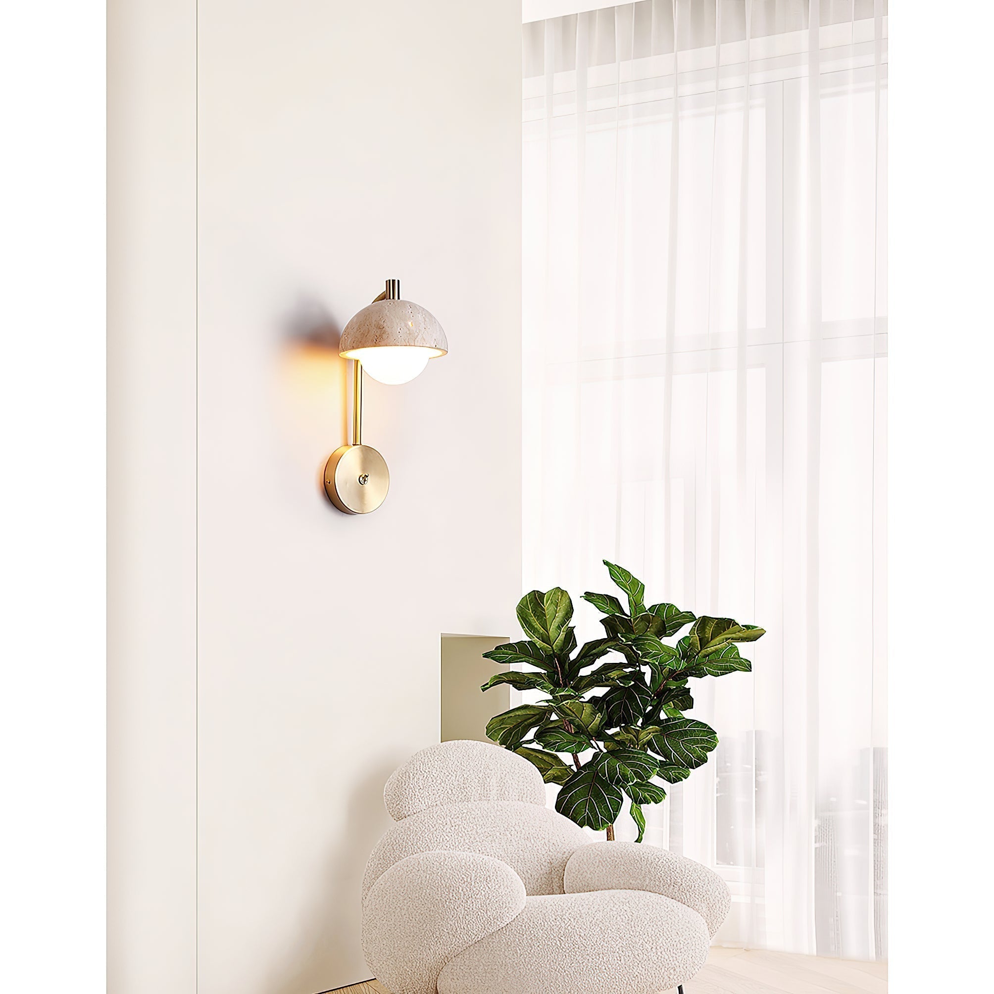 Civarir Modern Minimalist Beige Travertine Wall Lamp - Letslighting