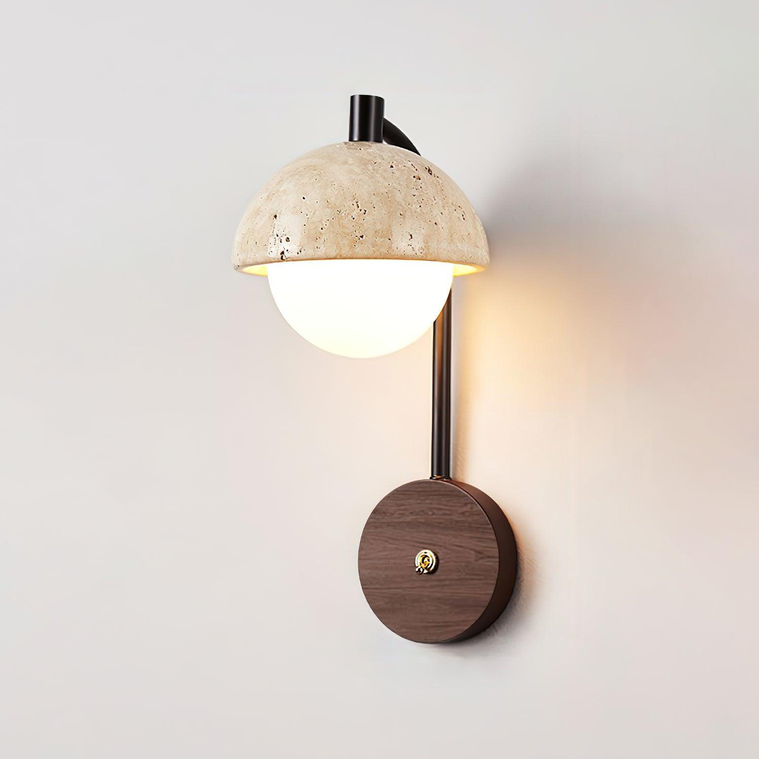Ritta Wall Lamp Travertine Wood Dome - Letslighting